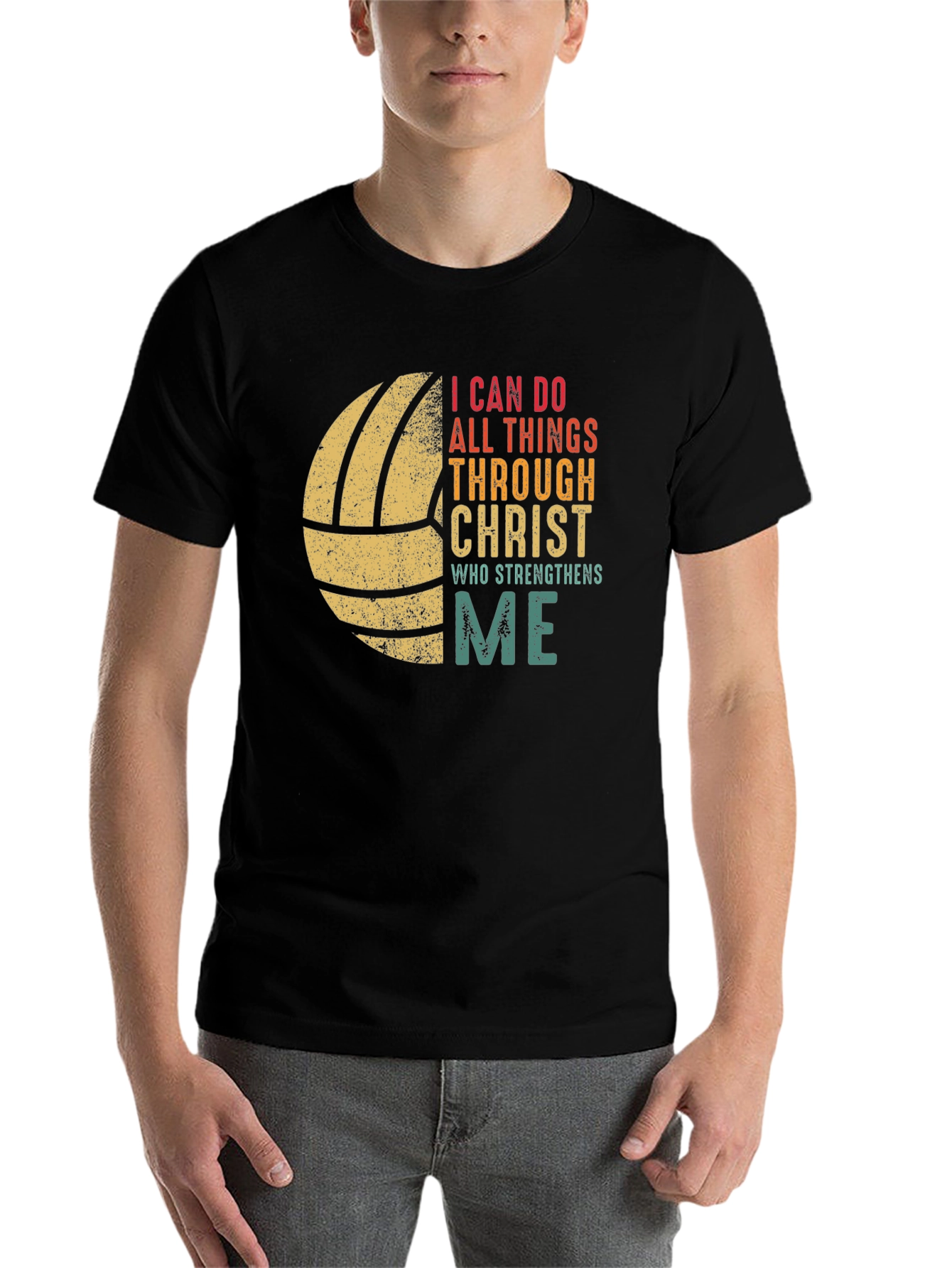 Black Volleyball I Can Do All Things T-Shirt view 7