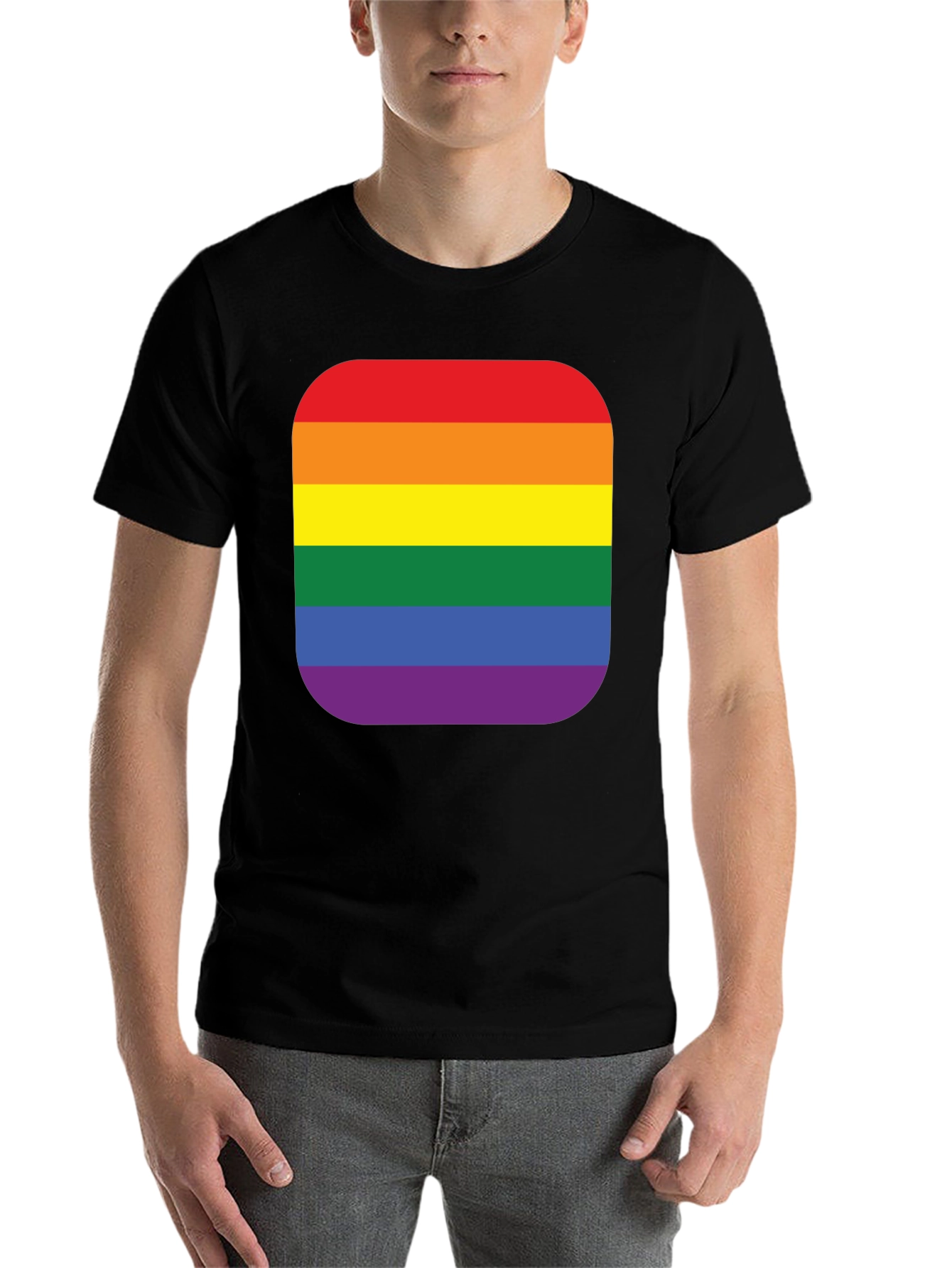 Black Pride Rainbow Stripe T-Shirt - Black Cotton Blend view 7