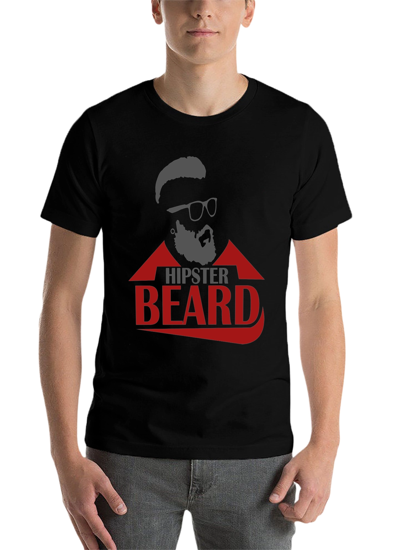 Black Hipster Beard Graphic T-Shirt view 7