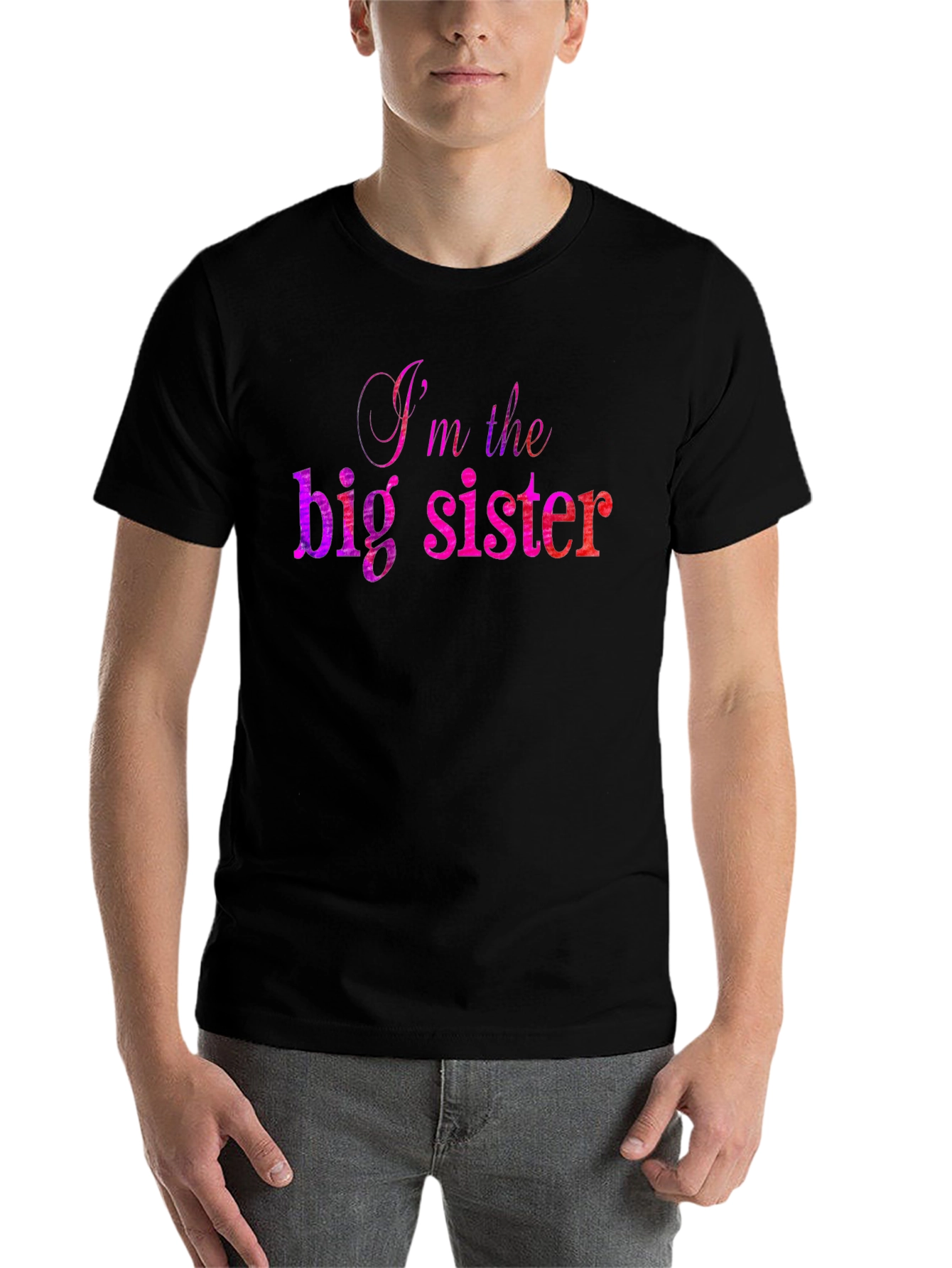 Black I'm The Big Sister T-Shirt - Fun Sibling Apparel view 7