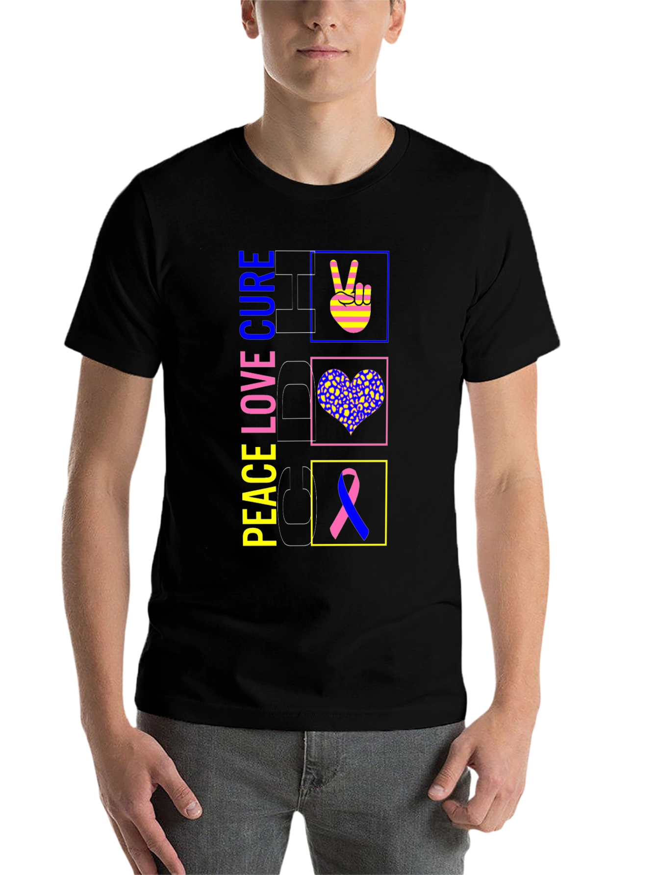 Peace Love Cure Graphic T-Shirt - 7