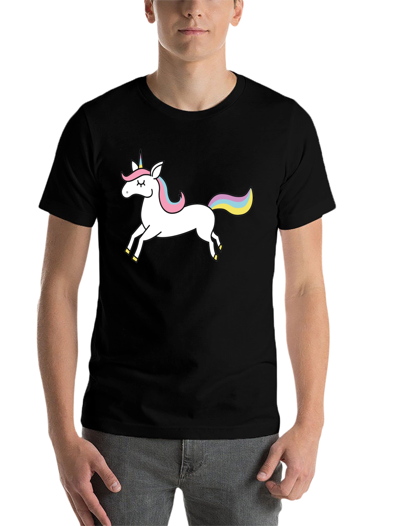 Black Unicorn Graphic Tee - Black Cotton Blend view 7