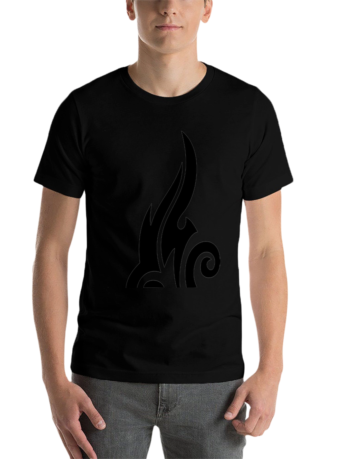 Black Men's Black Tribal Graphic T-Shirt - Casual Style view 7