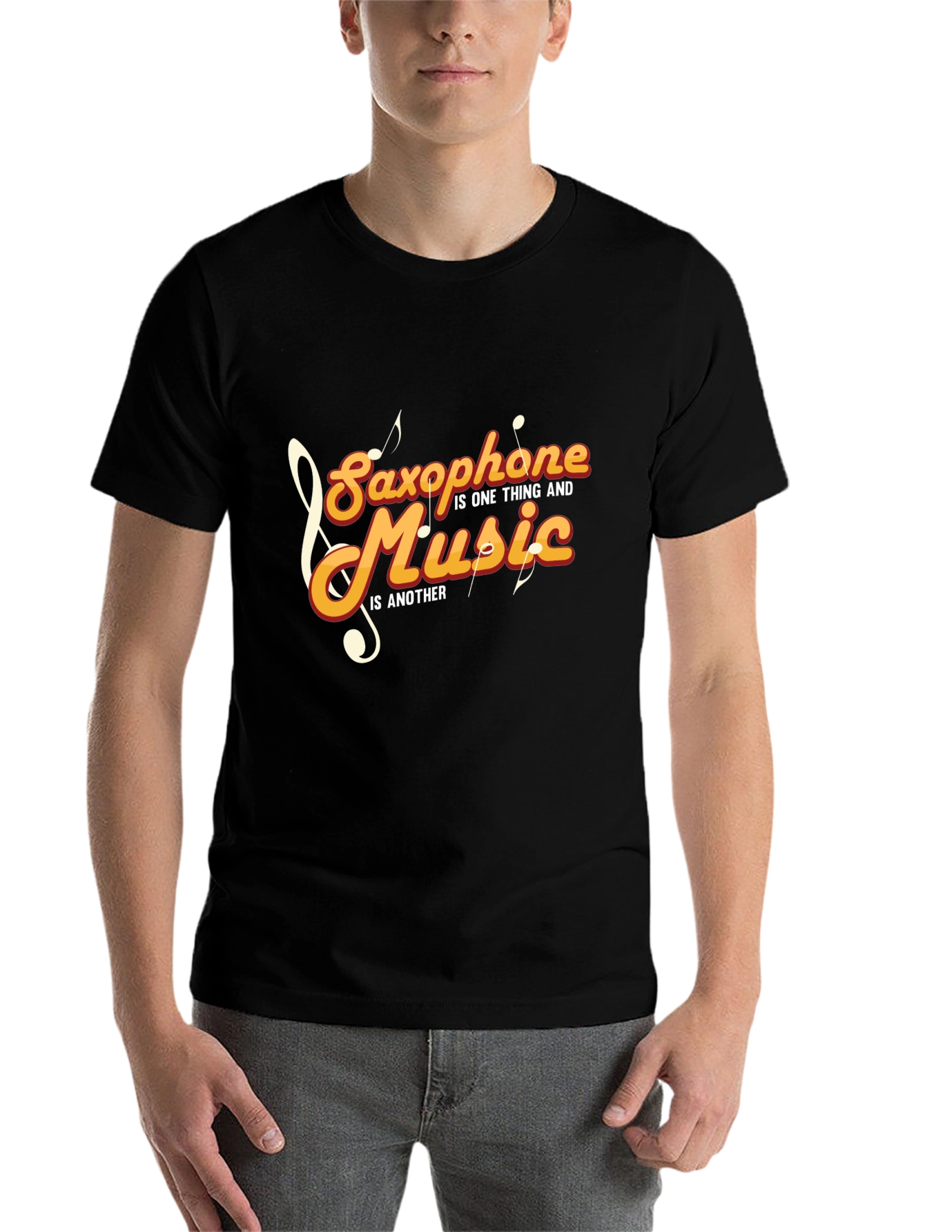 Black Saxophone and Music Graphic T-Shirt - Stylish Black Tee view 7