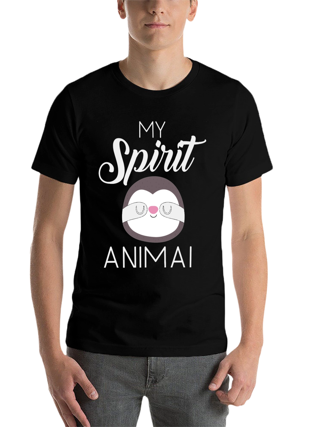 Black My Spirit Animal Sloth T-Shirt view 7