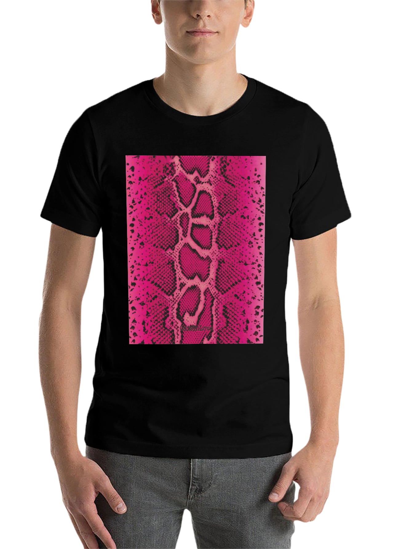 Black Pink Snake Print Tee view 7