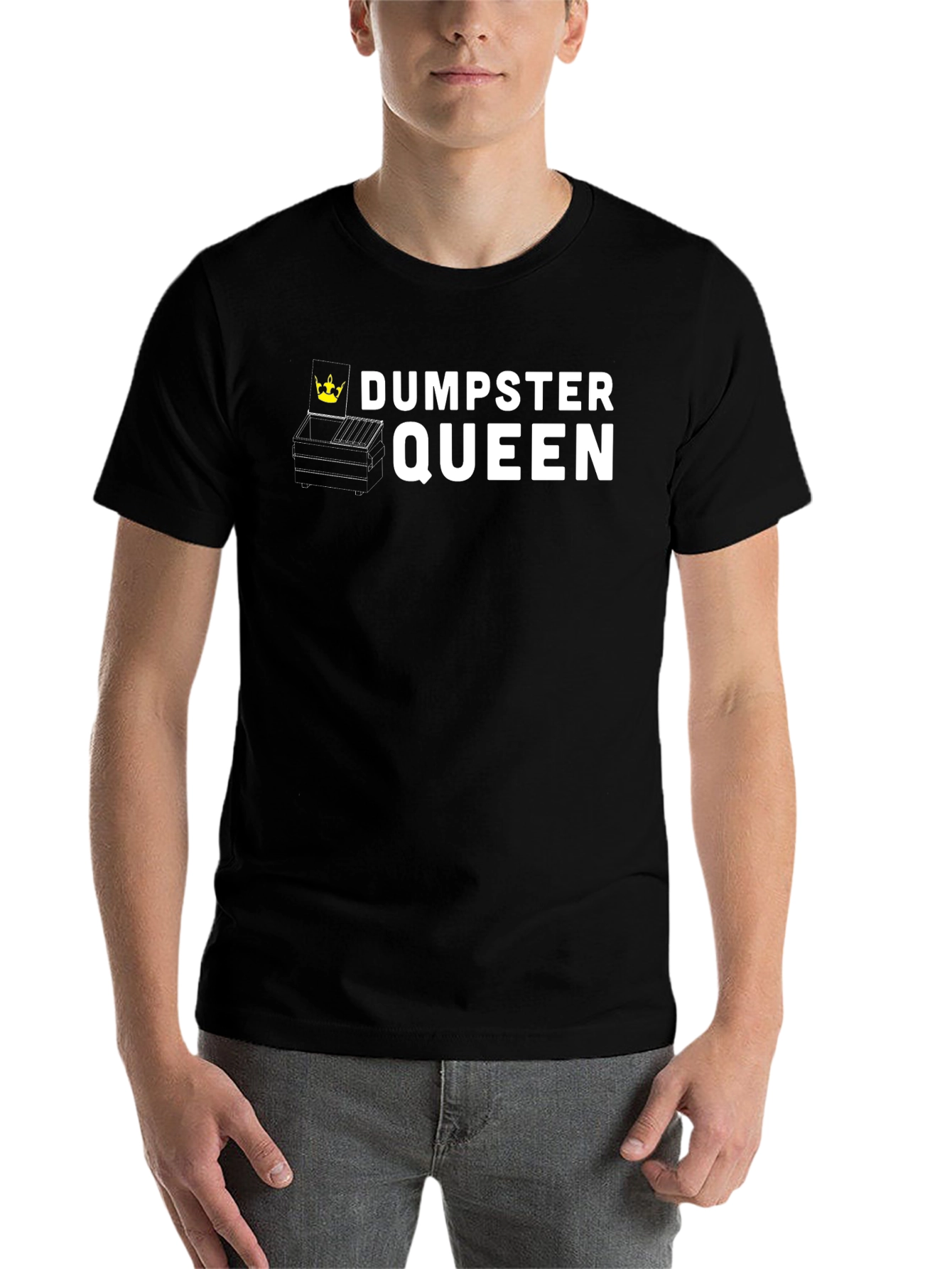 Black Dumpster Queen Graphic T-Shirt - Black Cotton Tee view 7