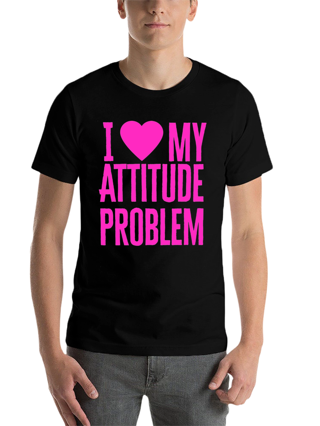 Black I Heart My Attitude Problem Graphic T-Shirt view 7