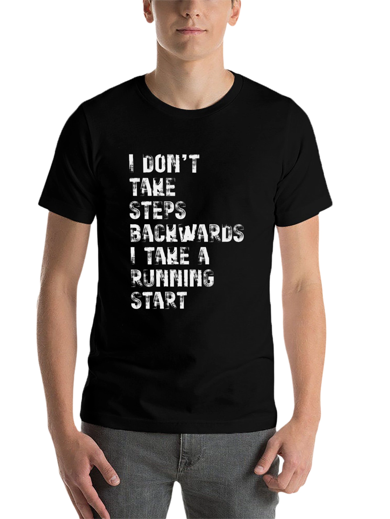 Black Motivational Graphic T-Shirt: Running Start view 7