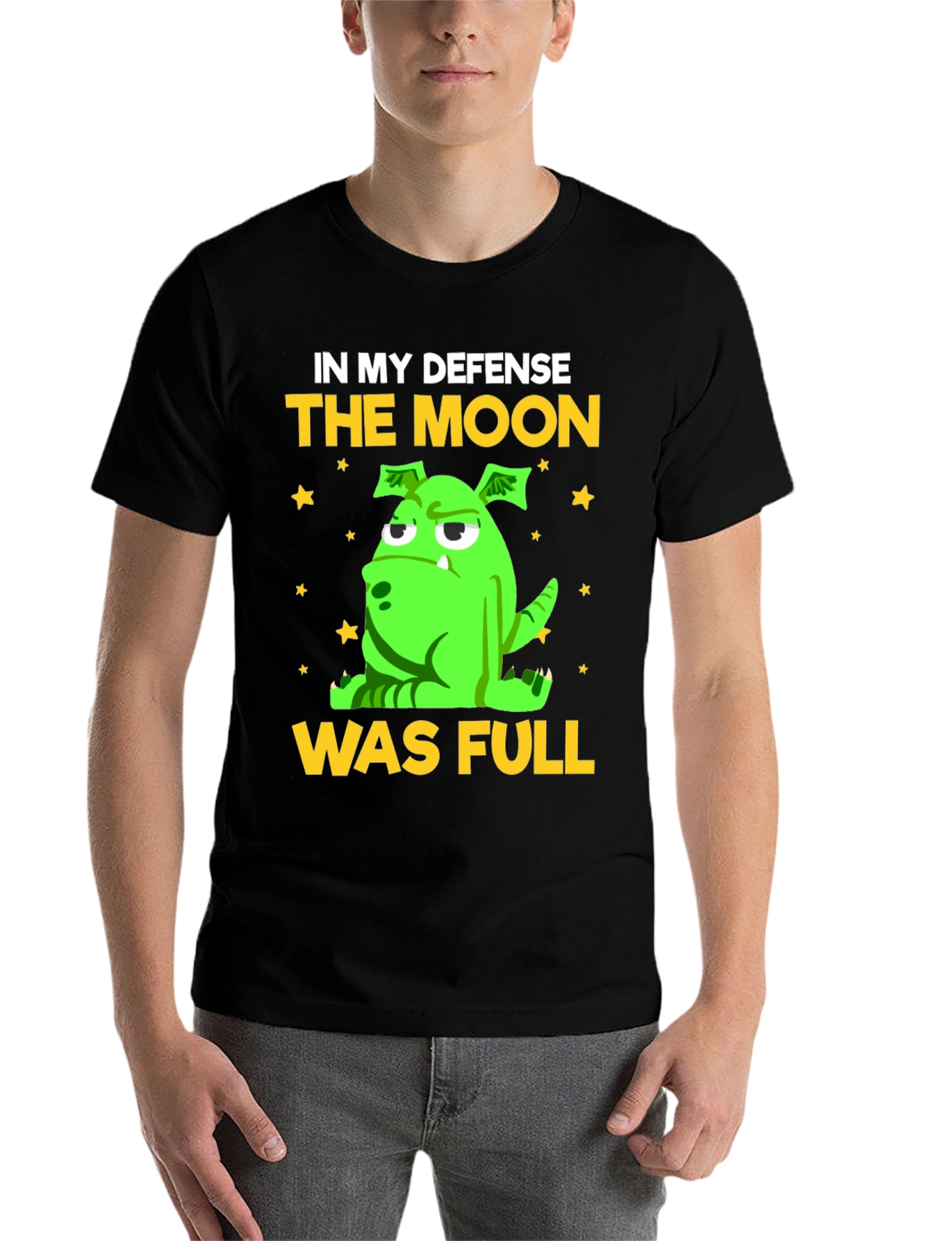 Black Funny "The Moon Was Full" Graphic Tee view 7