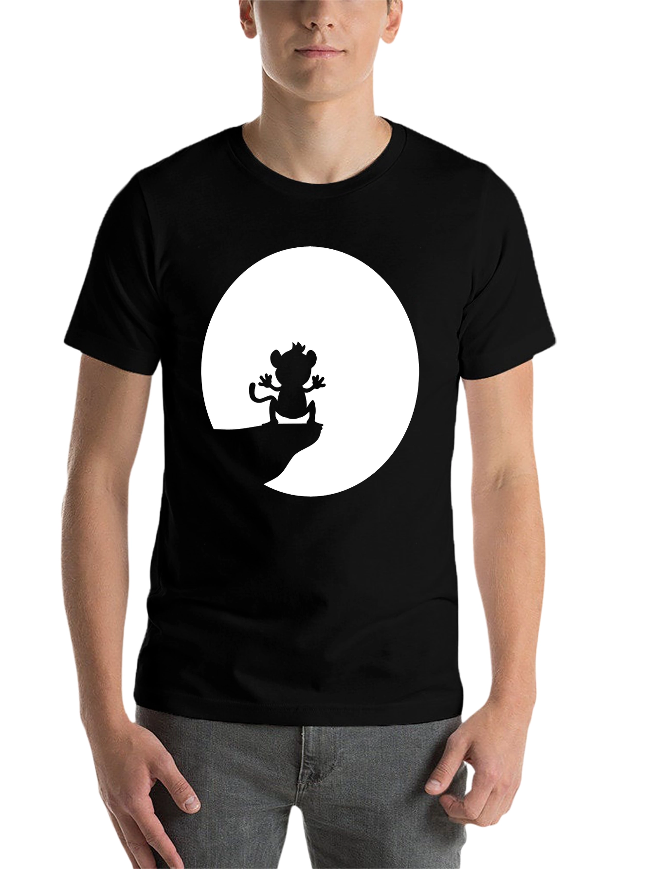 Black Monkey Silhouette T-Shirt - Black Cotton Tee view 7