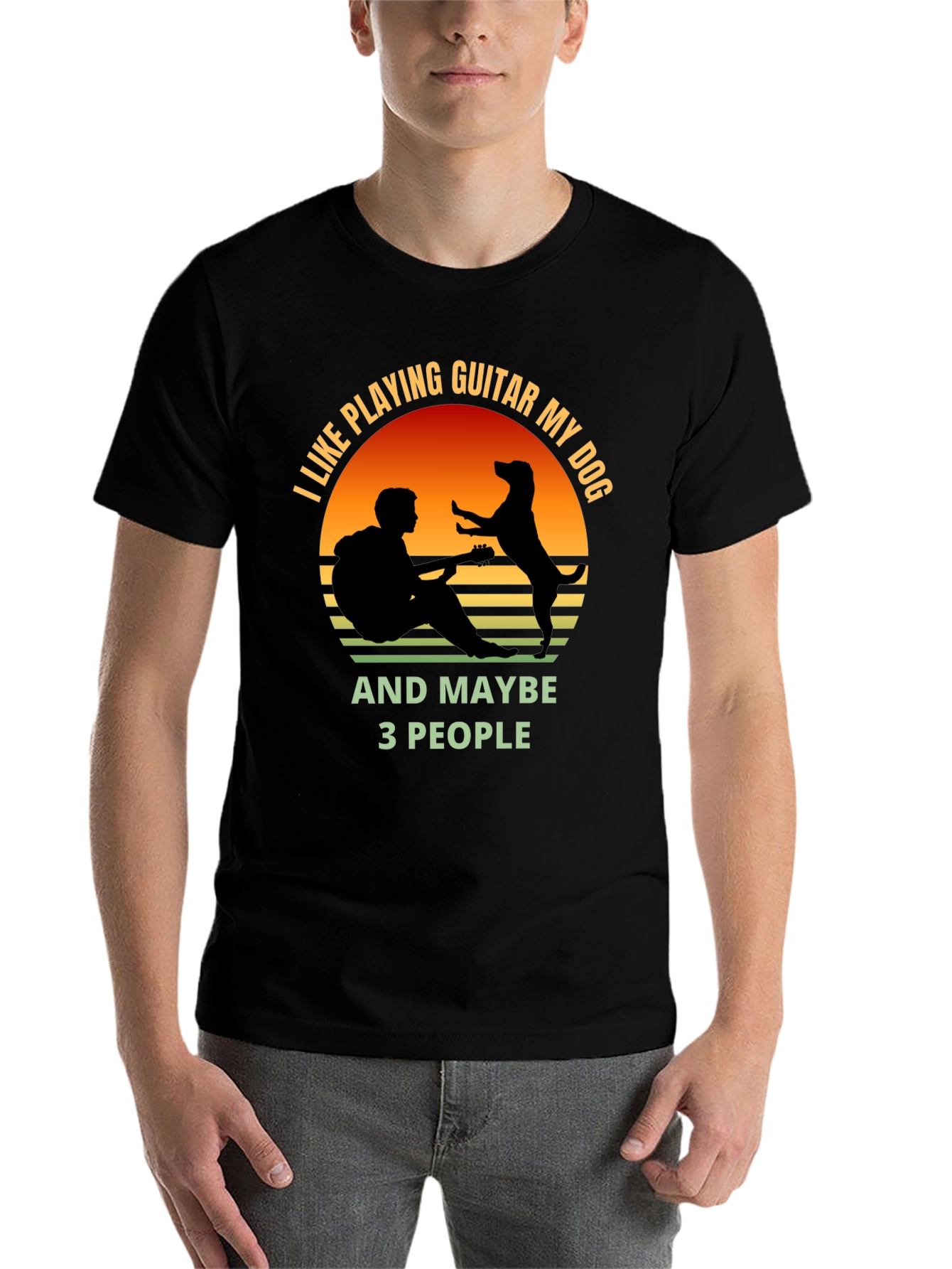 Black Guitar and Dog Lover T-Shirt view 7