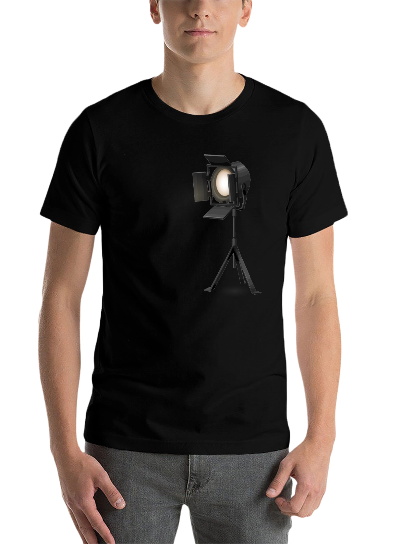 Black Spotlight Graphic Tee - Black Cotton Blend view 7