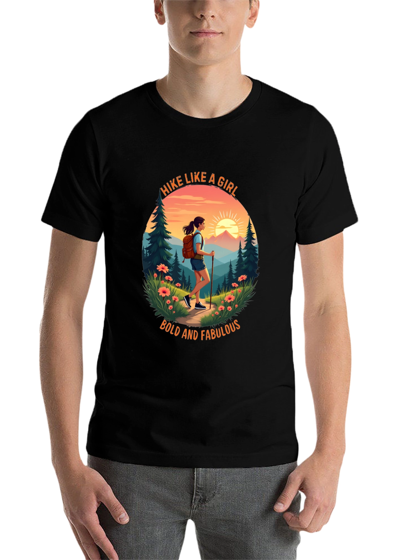 Black Hike Like A Girl T-Shirt view 7