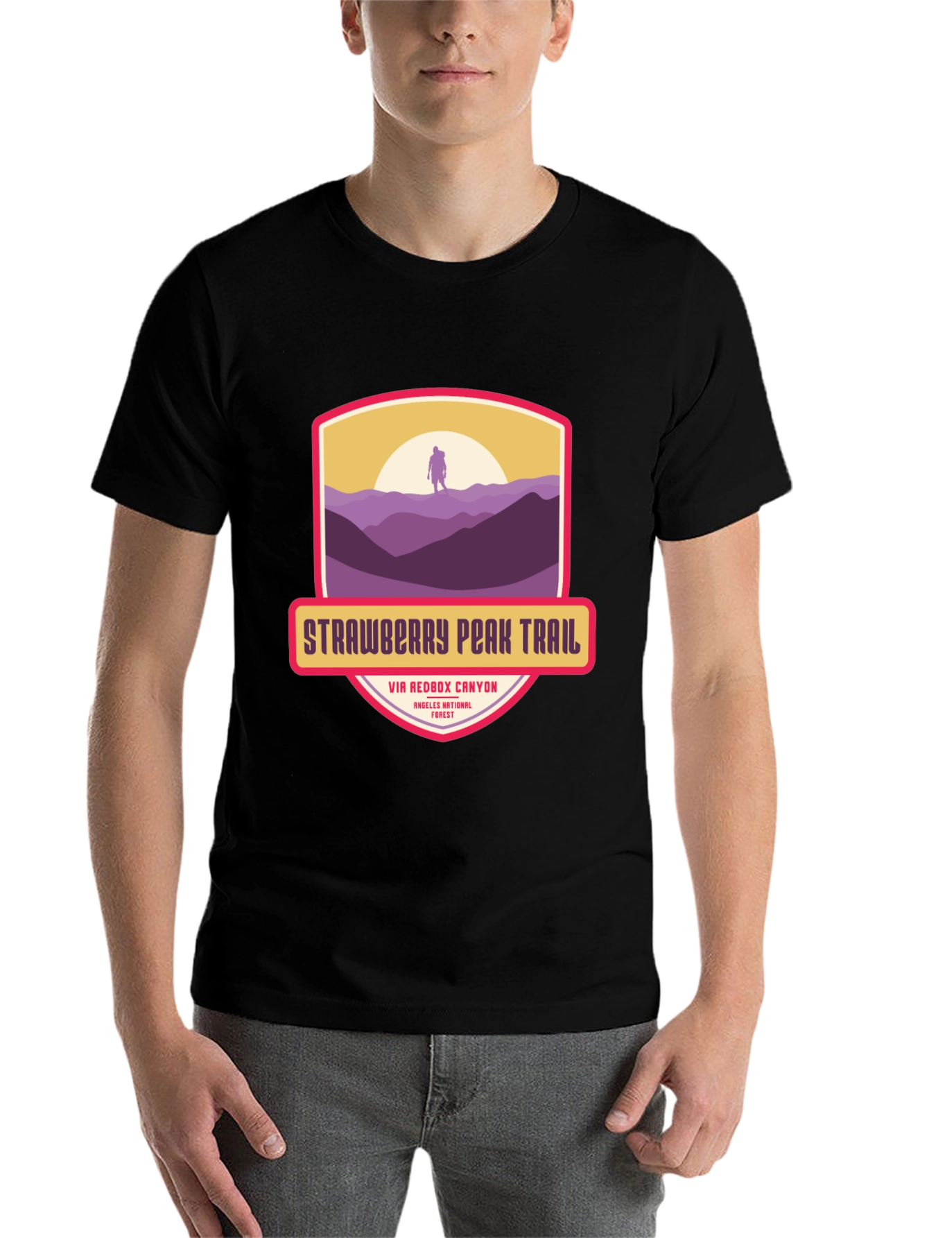 Black Strawberry Peak Trail T-Shirt - Hiker Adventure view 7