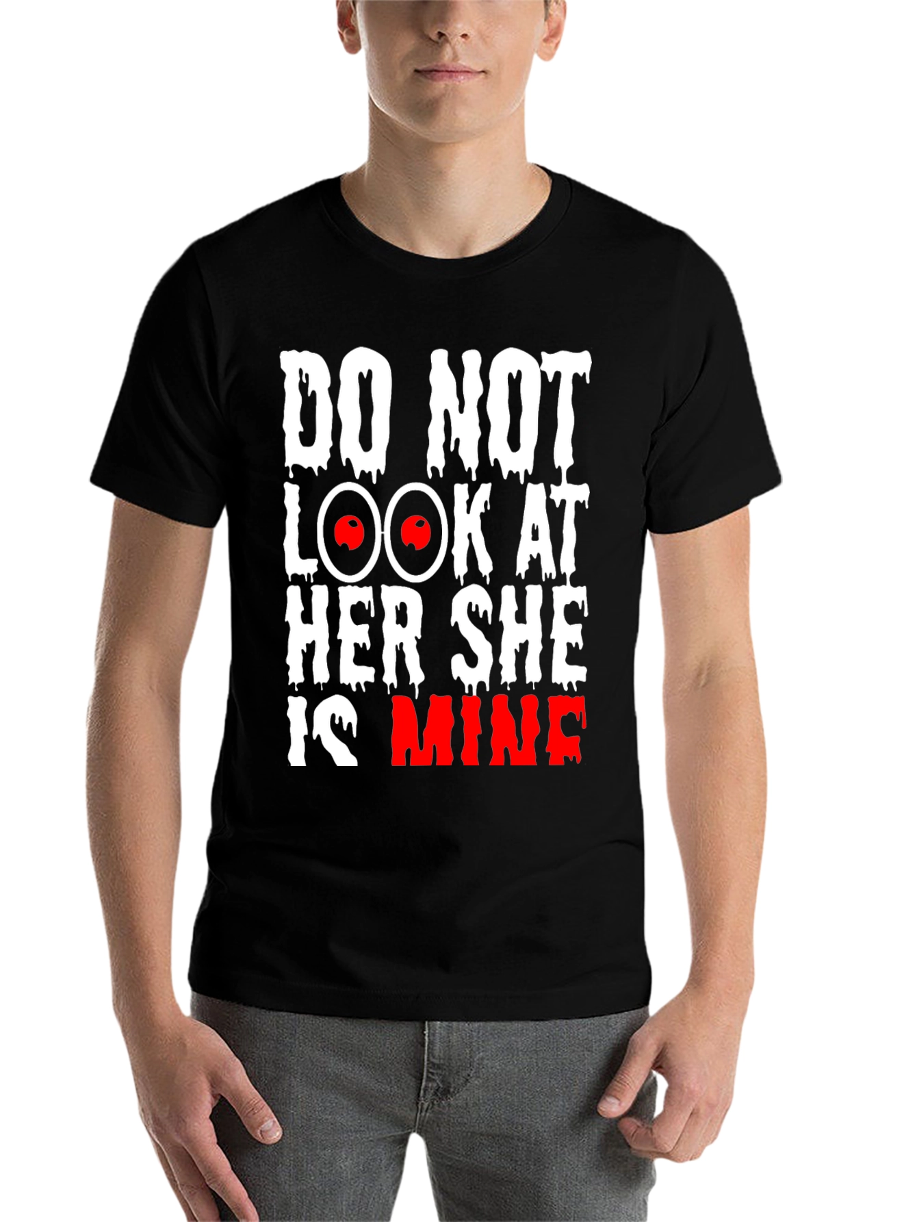 Black Do Not Look at Her She is Mine Graphic Tee view 7
