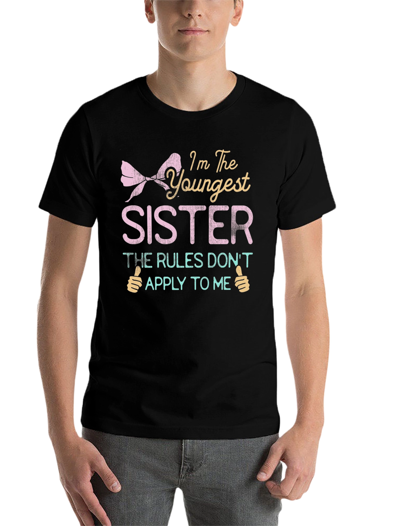 Black Youngest Sister T-Shirt - Rules Don't Apply view 7