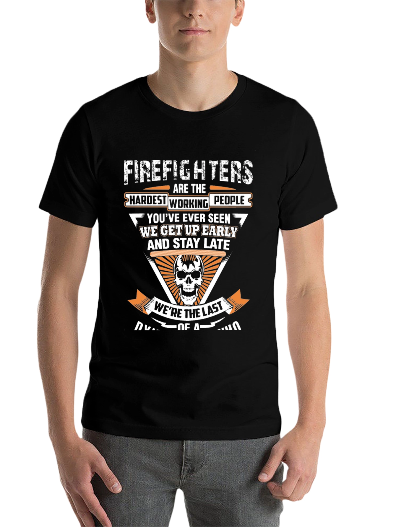 Black Firefighter Hardest Working T-Shirt view 7