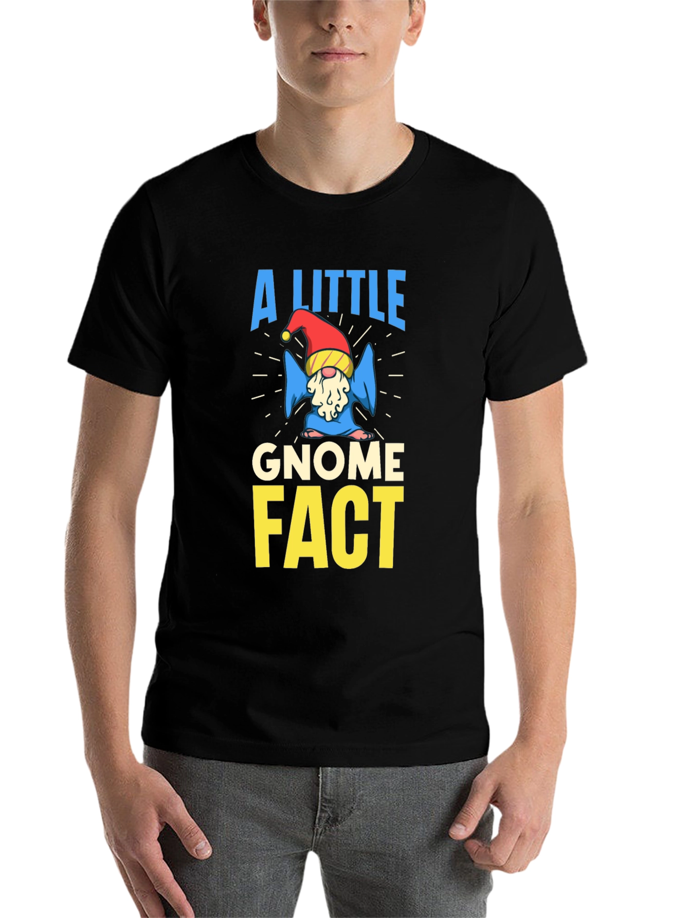 Black A Little Gnome Fact T-Shirt view 7