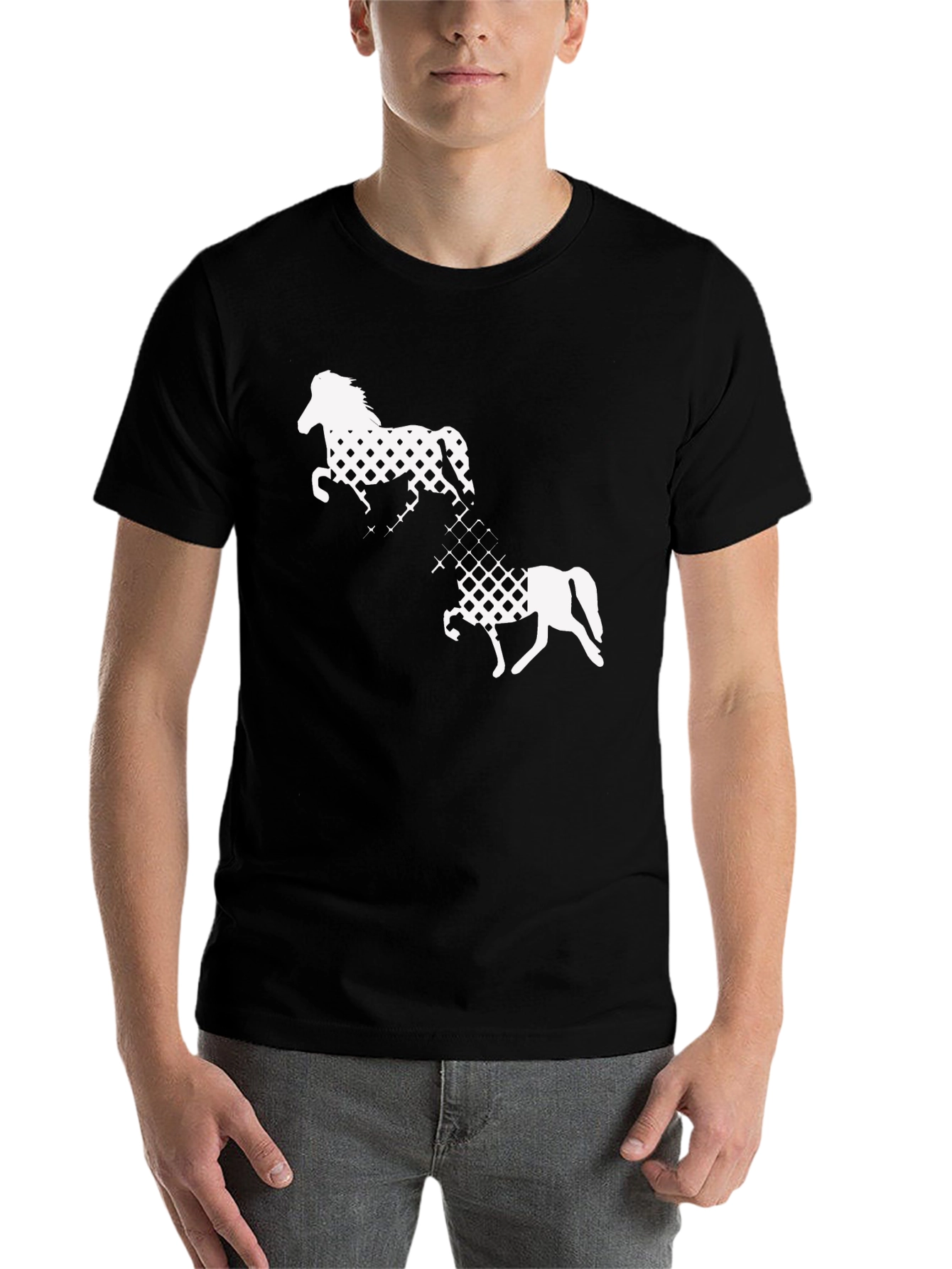 Black Black T-Shirt with Horse Graphic view 7