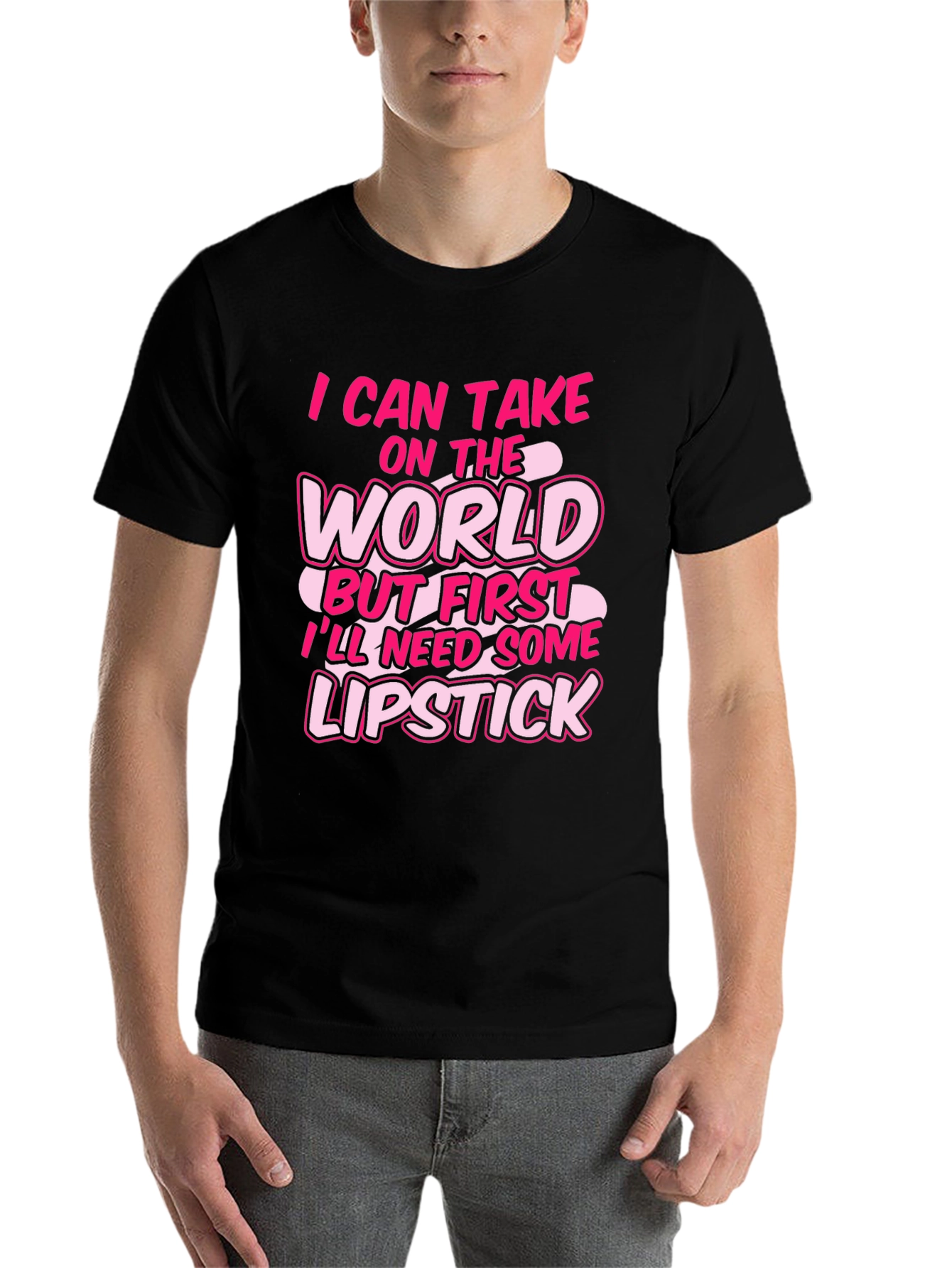 Black I Can Take on the World Lipstick Black Graphic Tee view 7