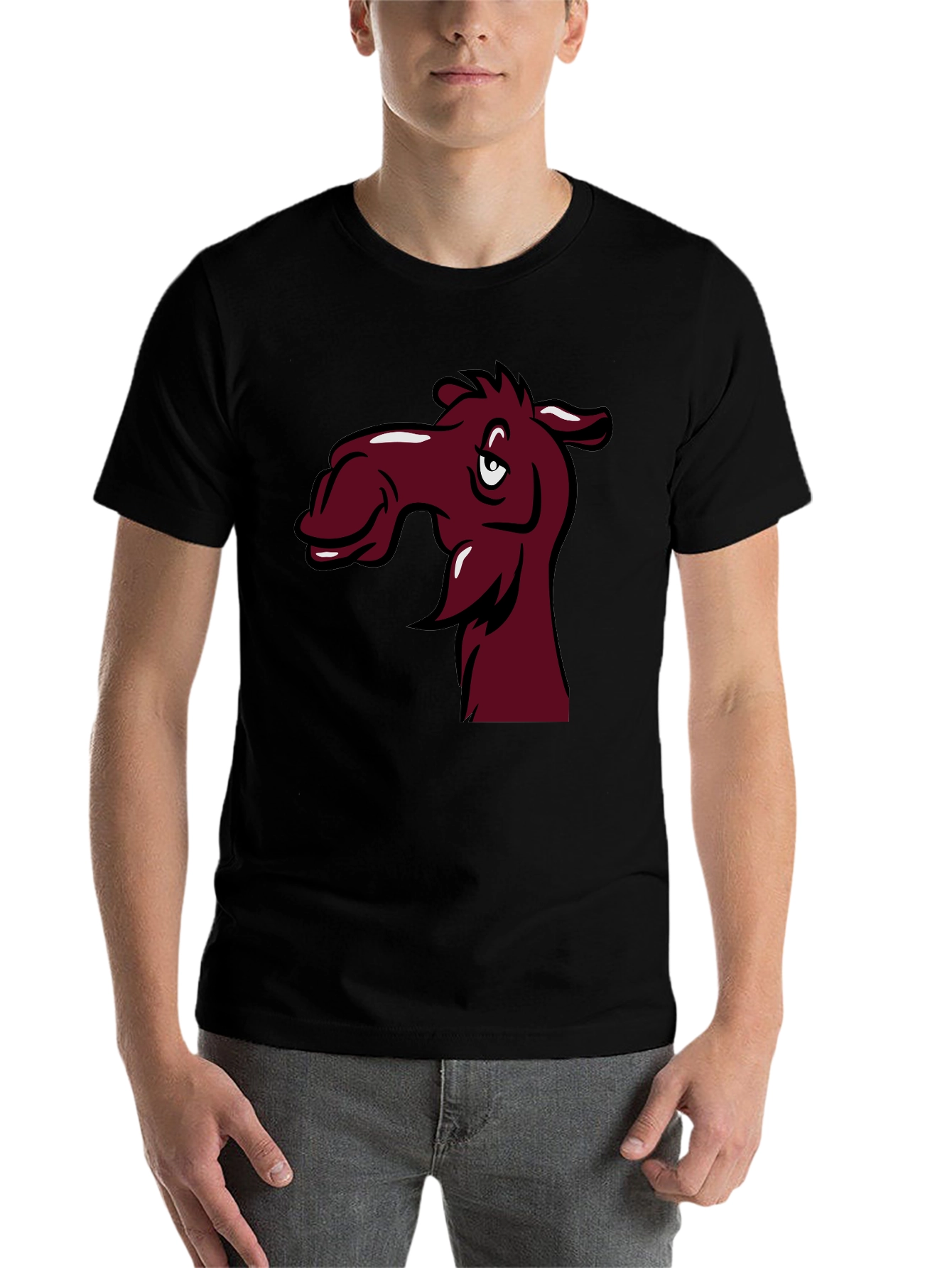 Black Funny Camel Cartoon T-Shirt view 7