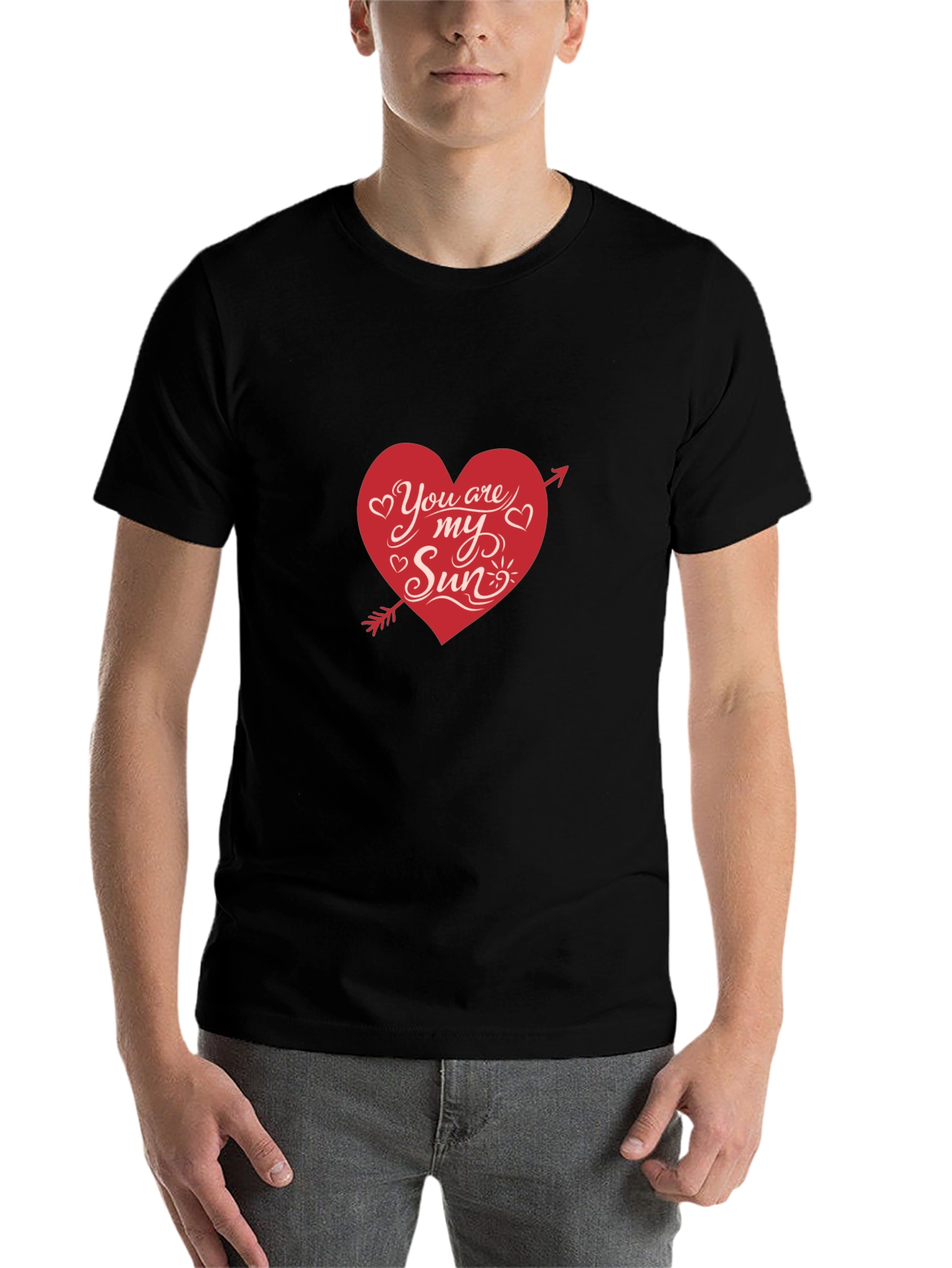 Black You Are My Sun Heart Graphic Tee - Black view 7