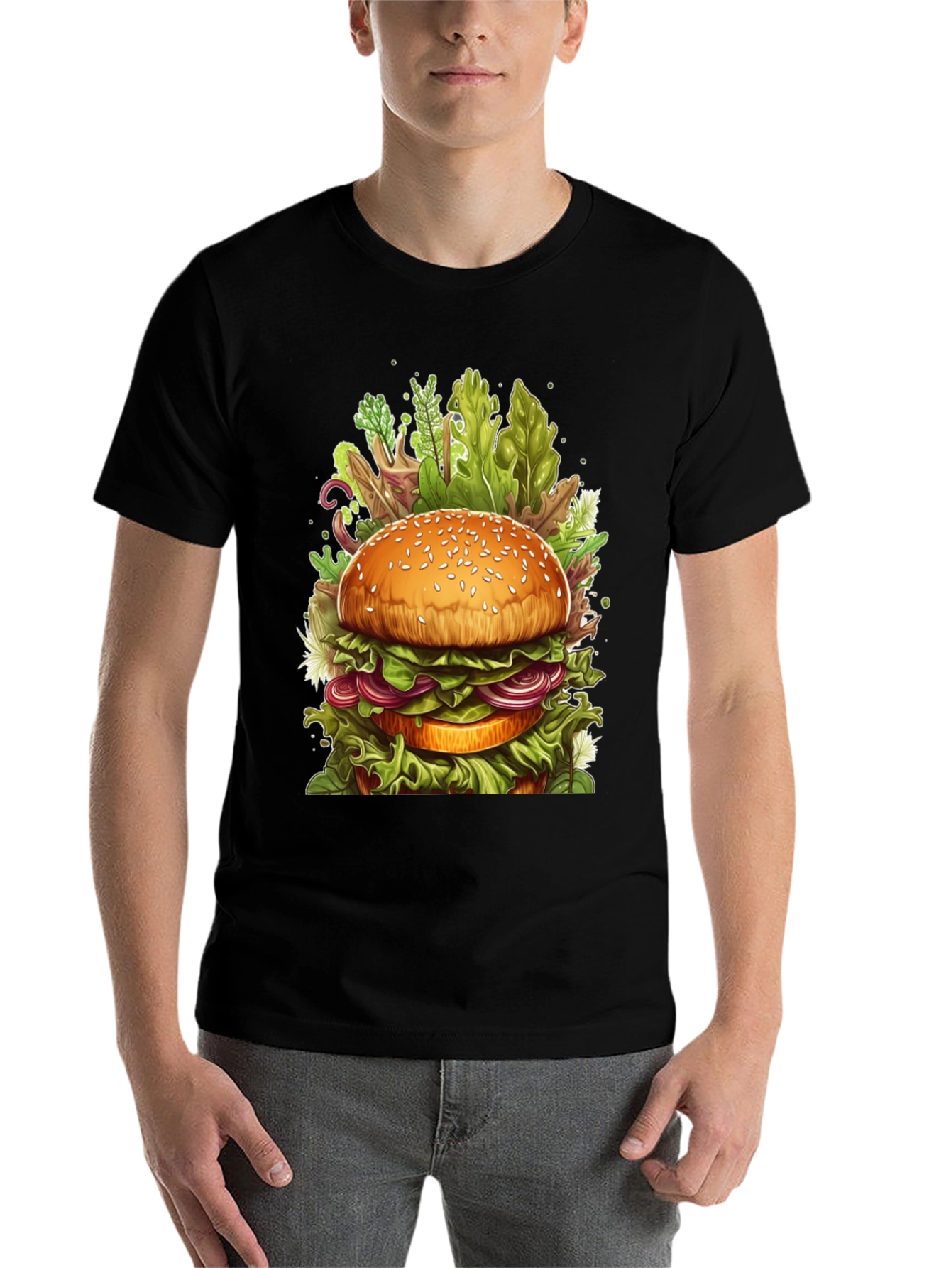 Black Burger Graphic Tee - Unique Foodie Design view 7