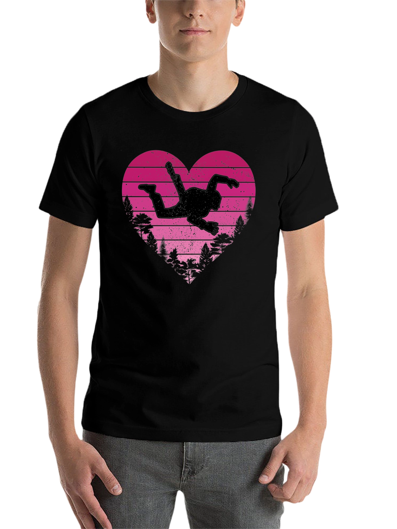 Black Skydiving Heart Graphic Tee view 7