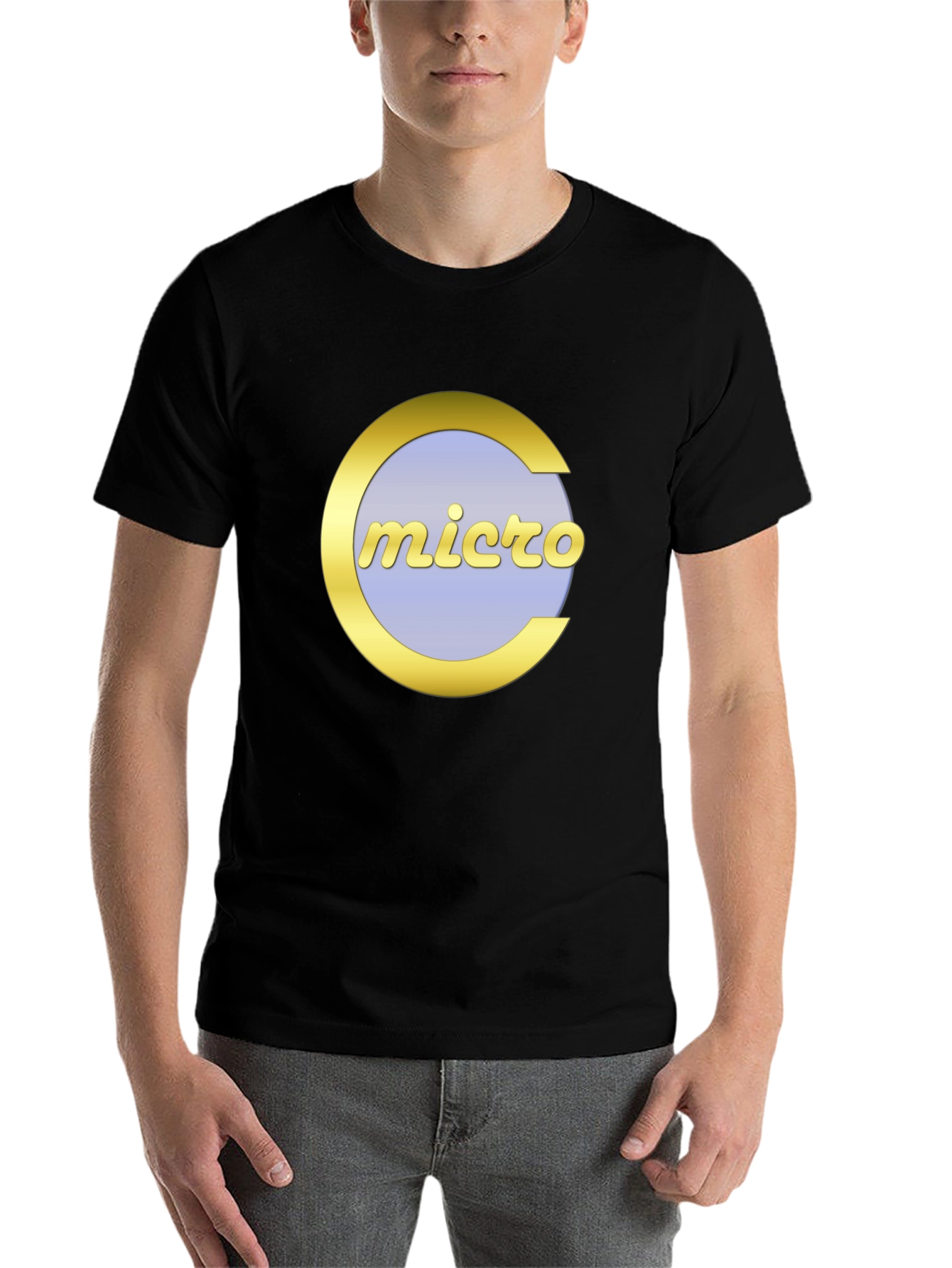 Black Retro Micro Computer Logo Graphic T-Shirt view 7