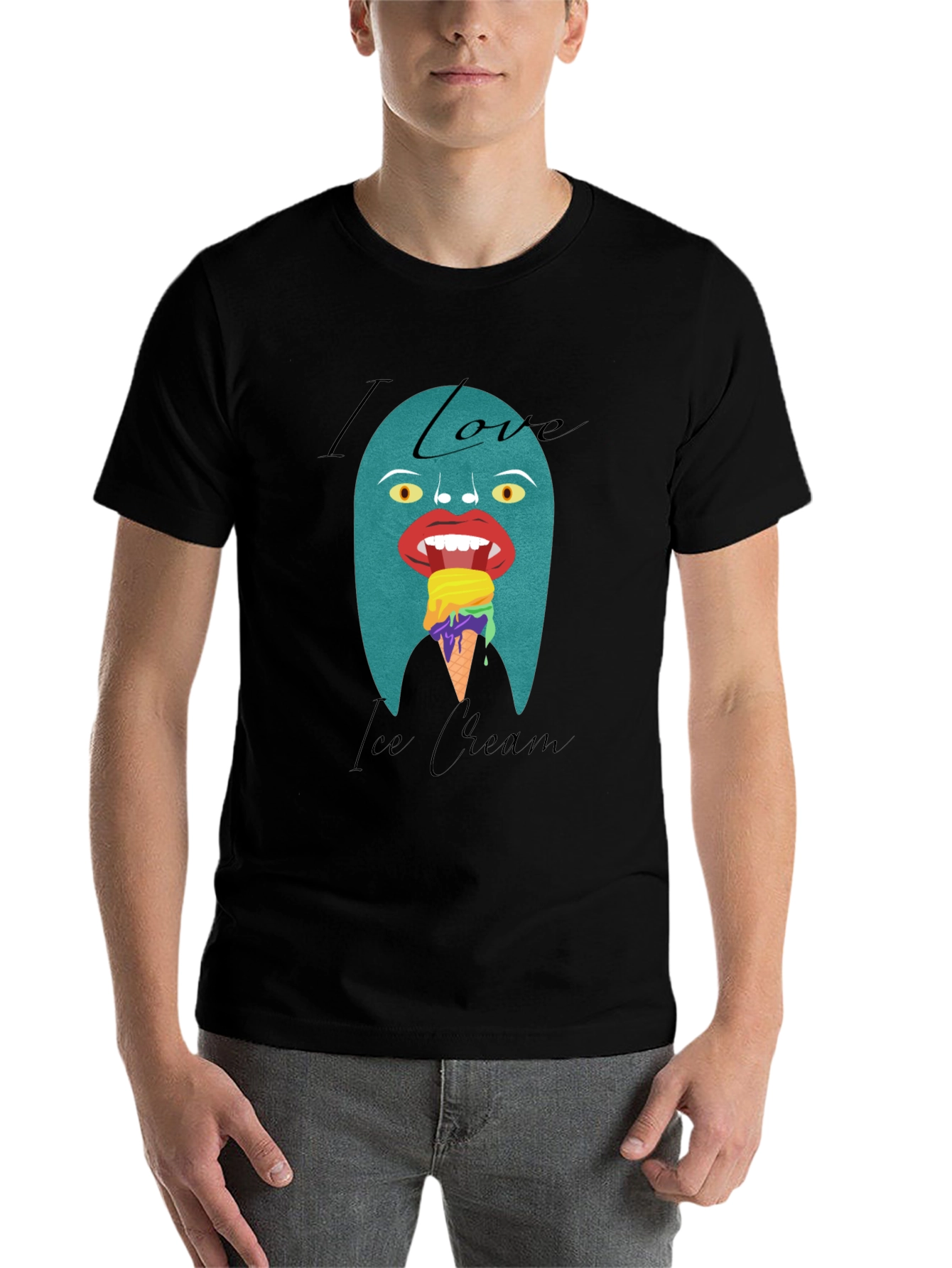 Black I Love Ice Cream Graphic T-Shirt view 7