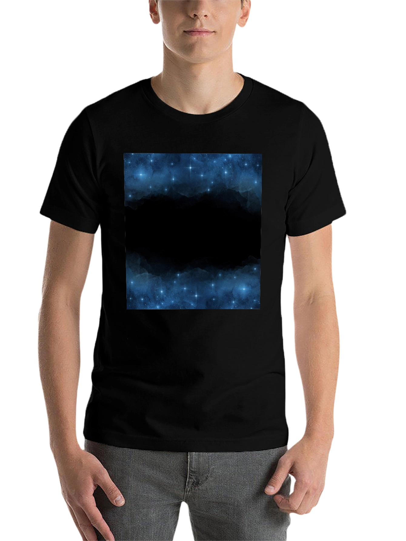 Black Nebula Graphic Print Crew Neck T-Shirt view 7