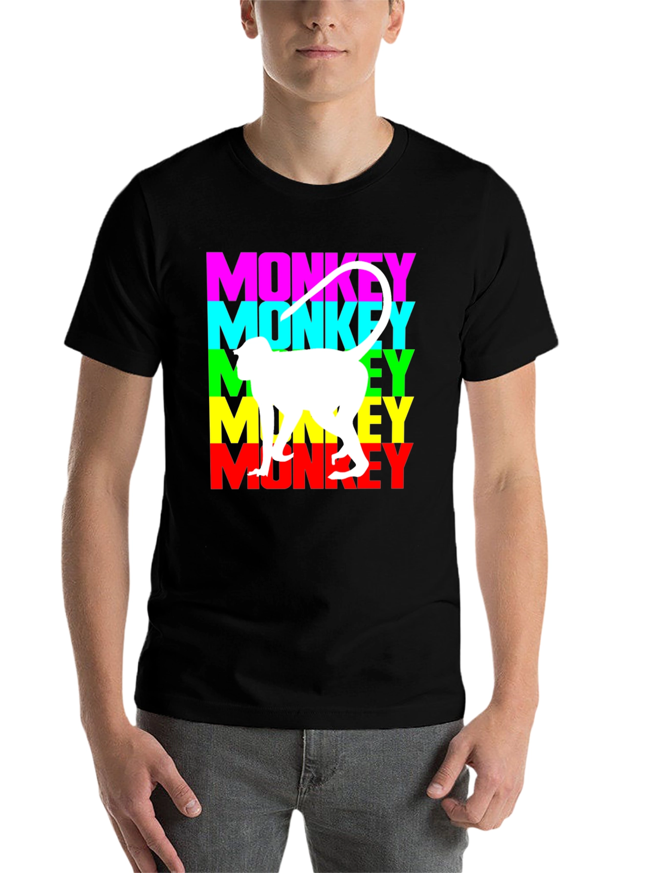 Black Monkey Graphic Tee - Black Cotton Blend T-Shirt view 7