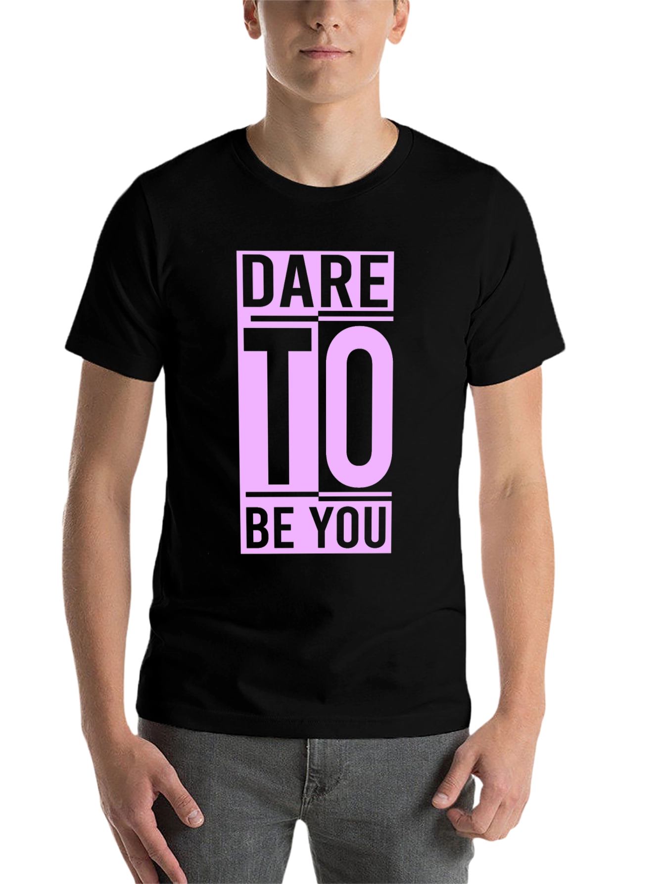 Black Dare To Be You Graphic Tee - Black Cotton Comfort view 7