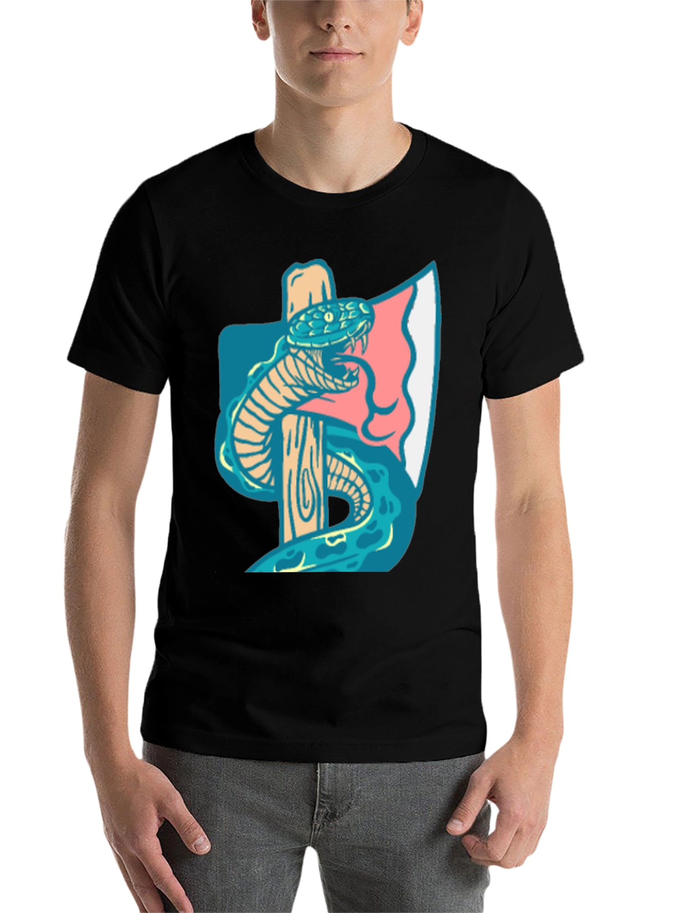 Black Axe & Snake Graphic Tee - Cool Casual Style view 7