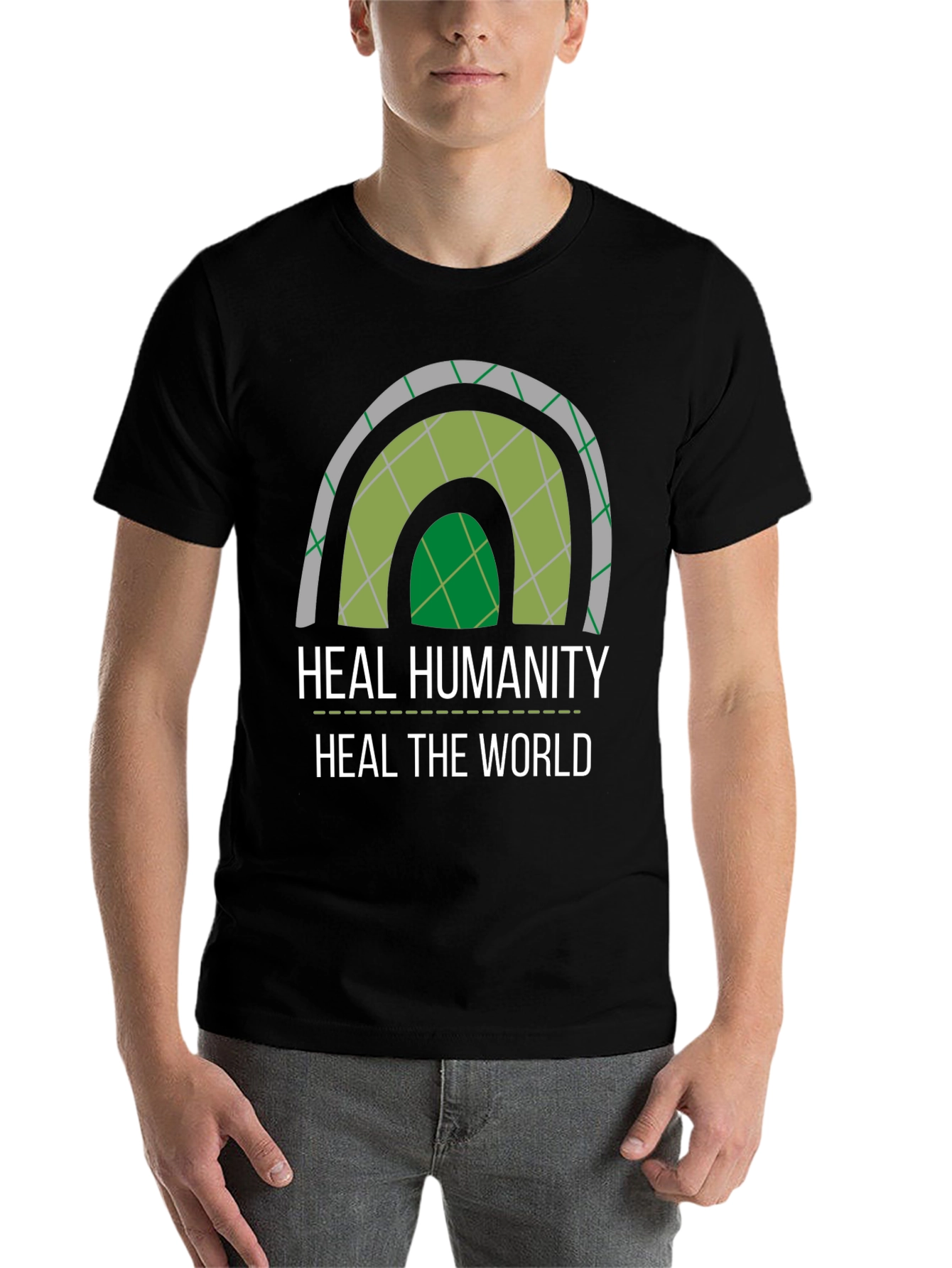 Black Heal Humanity T-Shirt - Eco-Friendly Design view 7