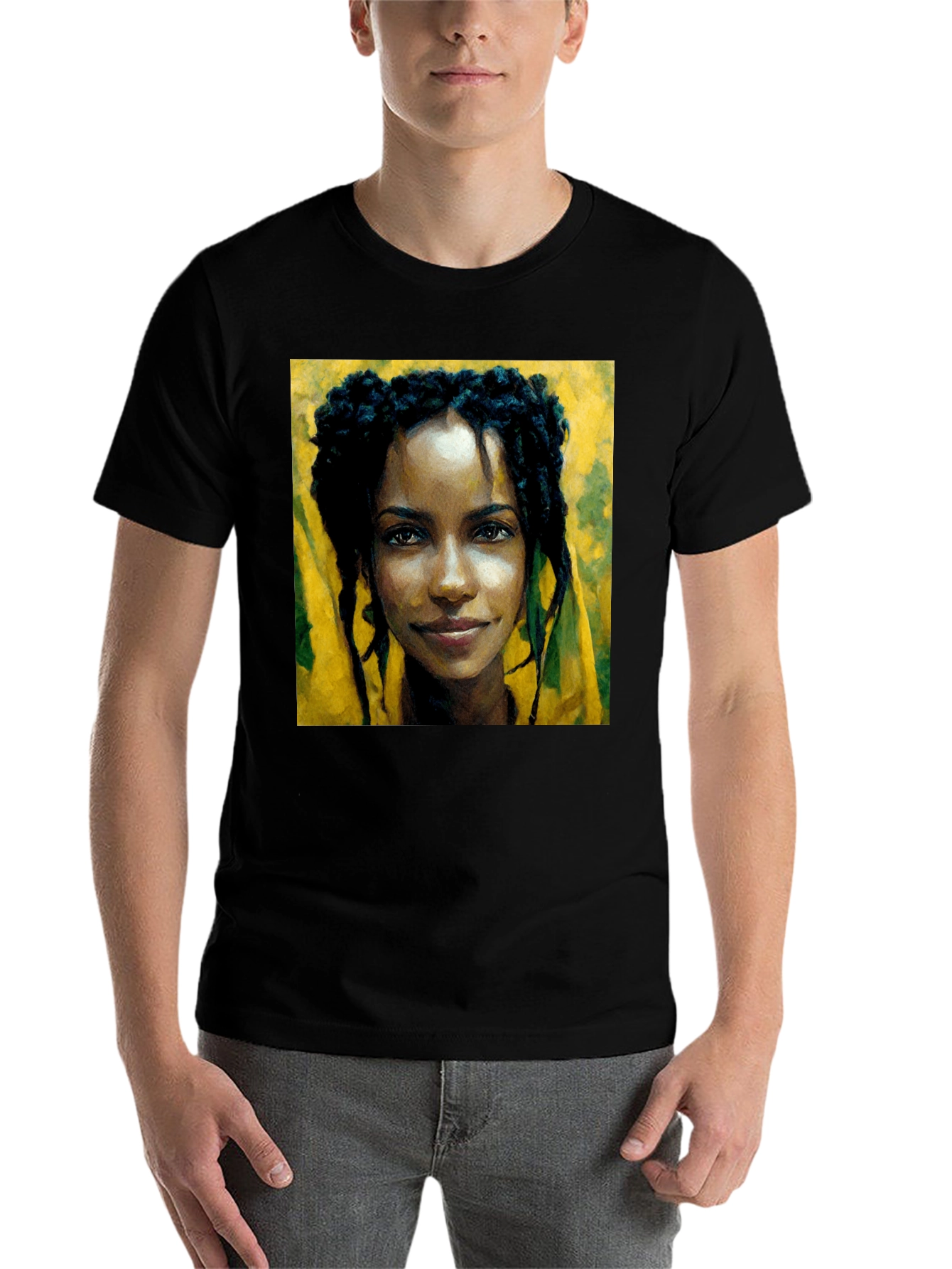 Black Portrait Tee: Woman with Dreadlocks view 7