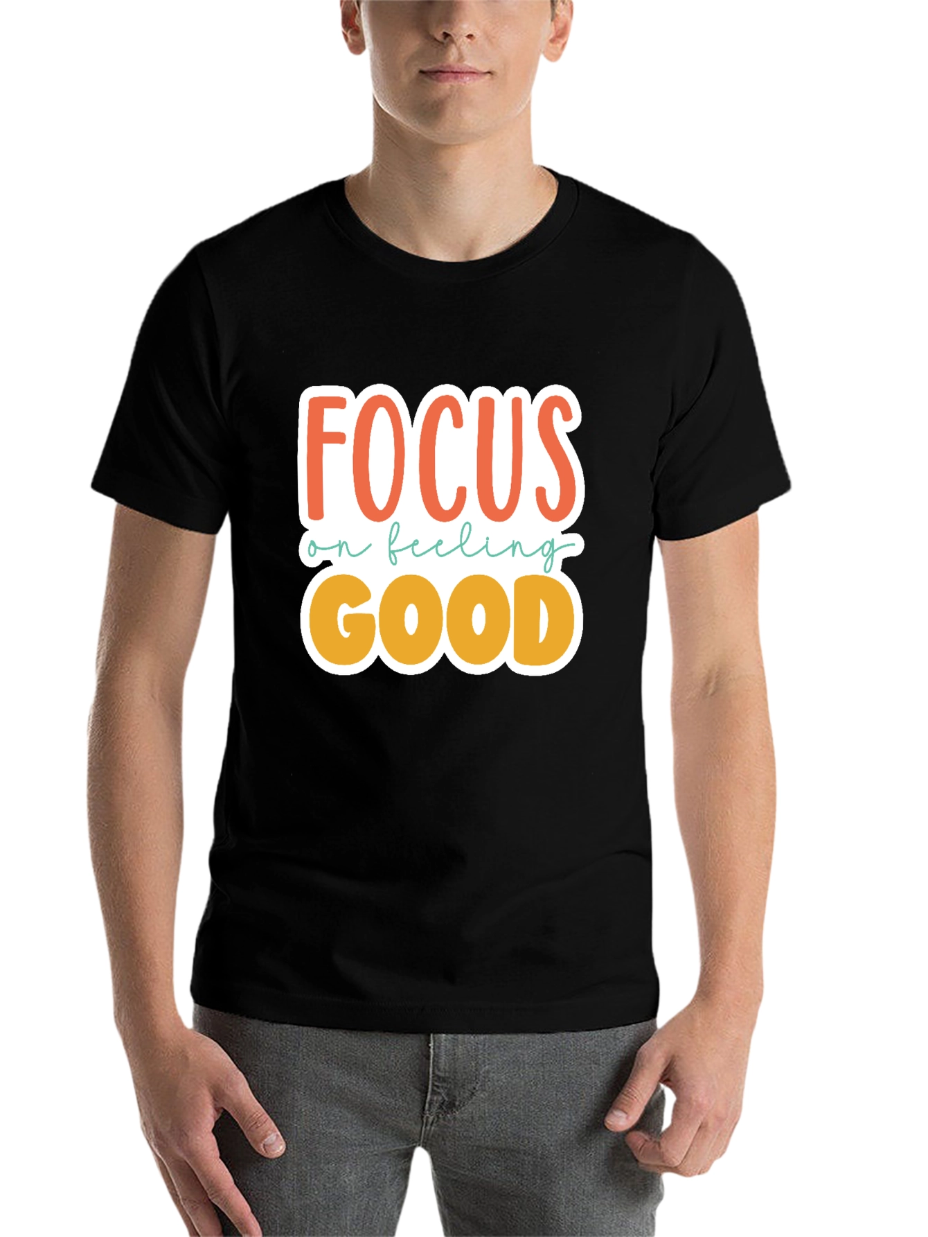 Black Focus on Feeling Good Graphic Tee view 7