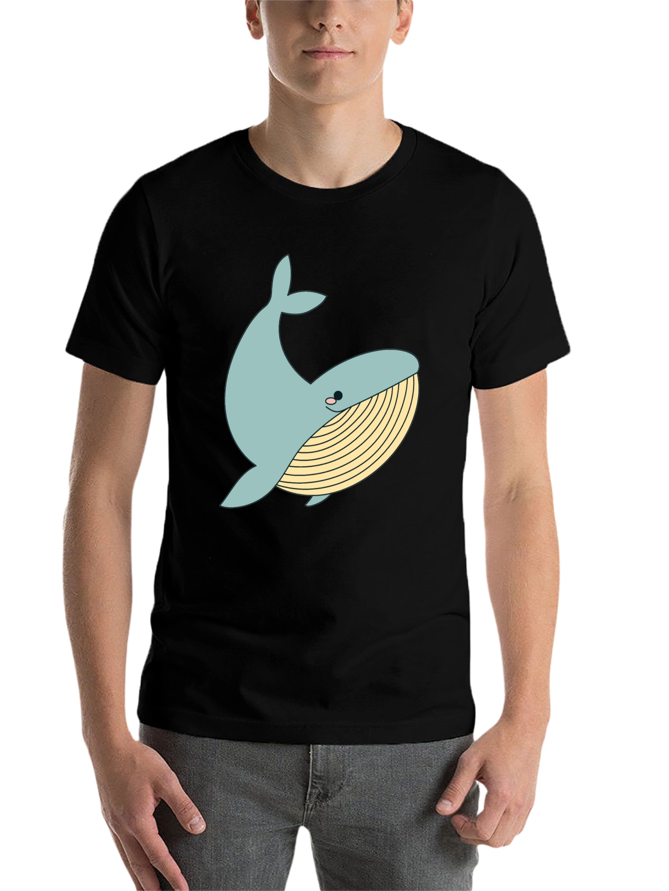 Black Whimsical Whale Graphic Tee - Black Cotton Blend view 7