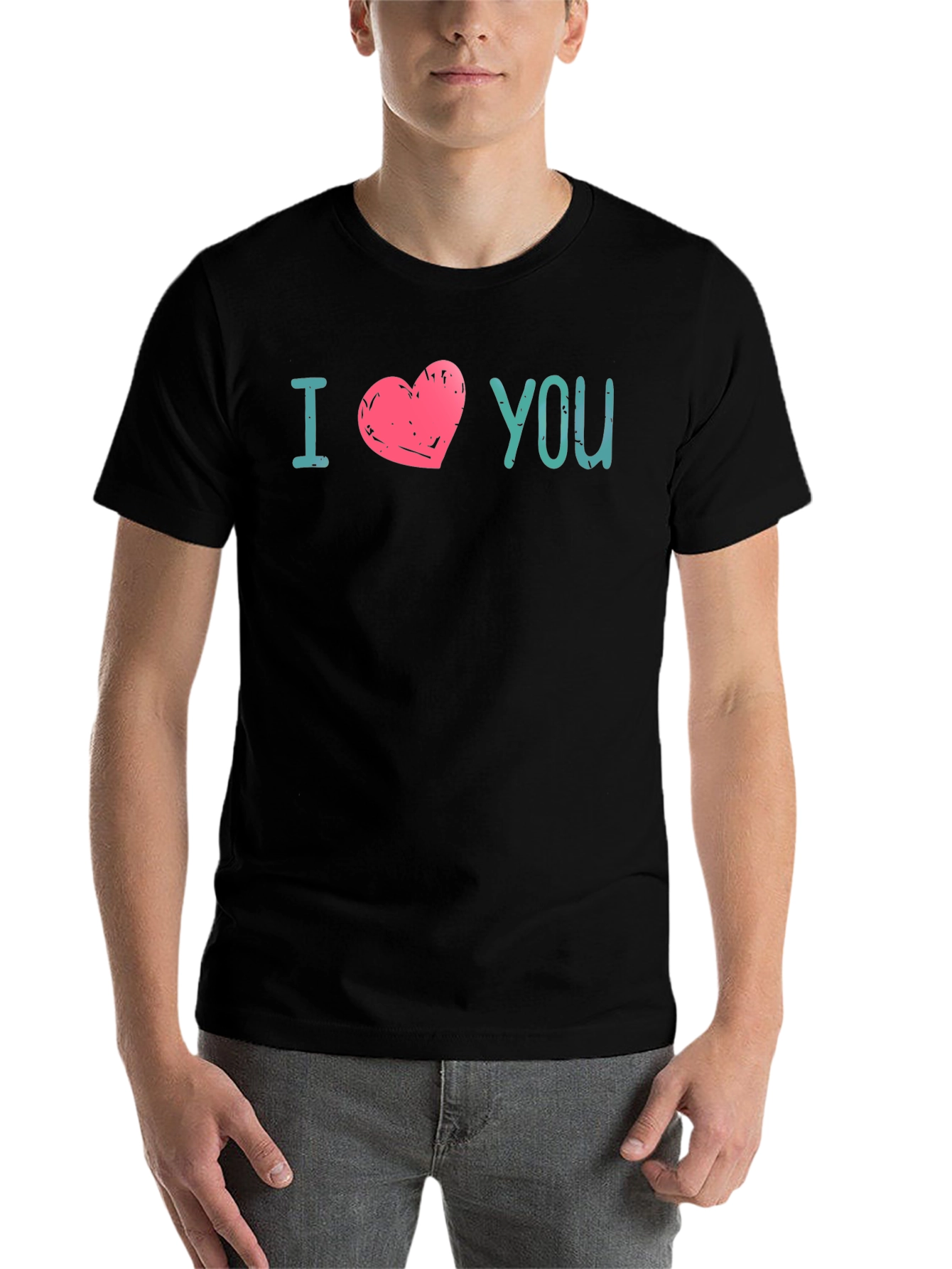 Black I Heart You Graphic Print Tee - Black view 7
