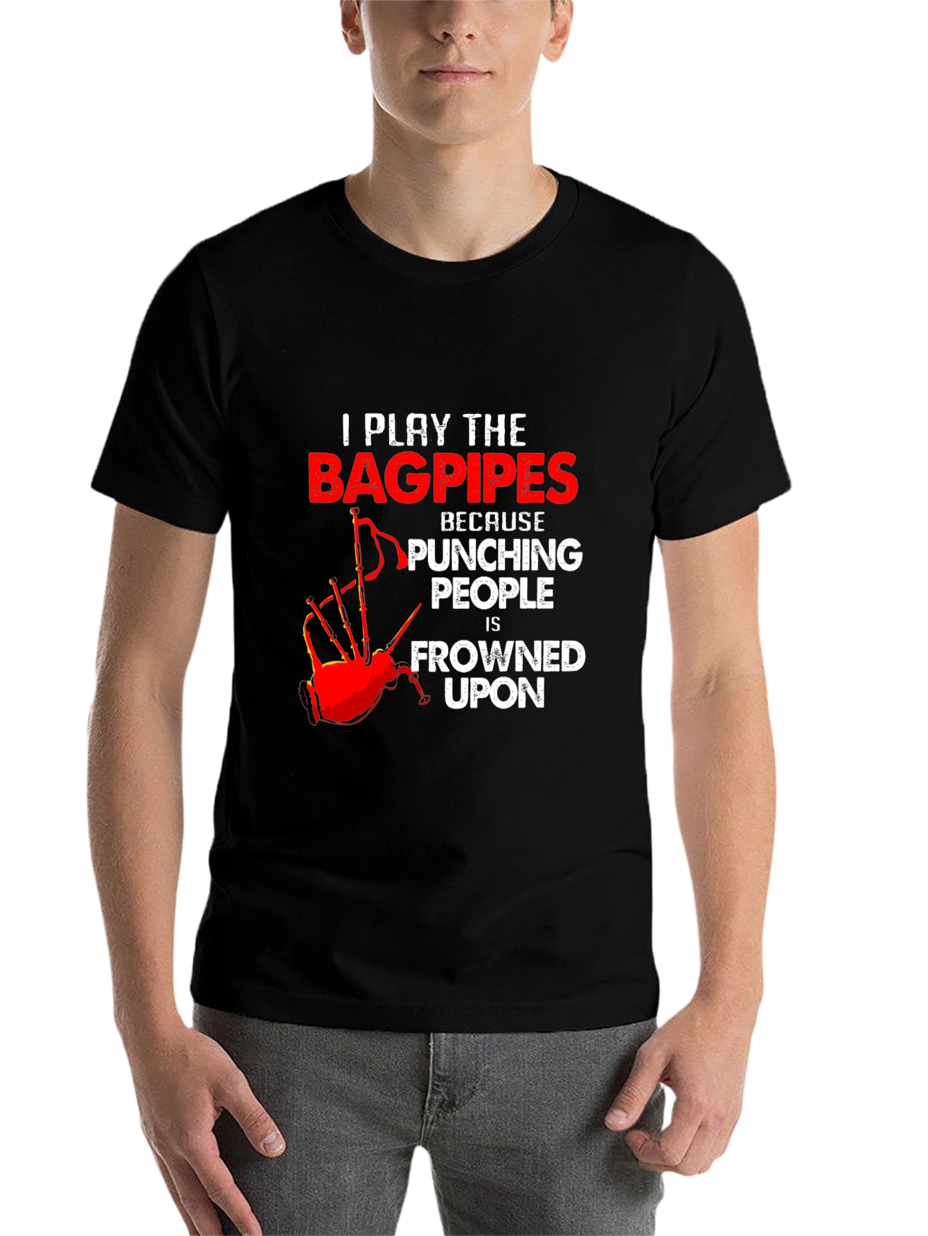 Black Bagpipes T-Shirt: Because Punching People is Frowned Upon view 7