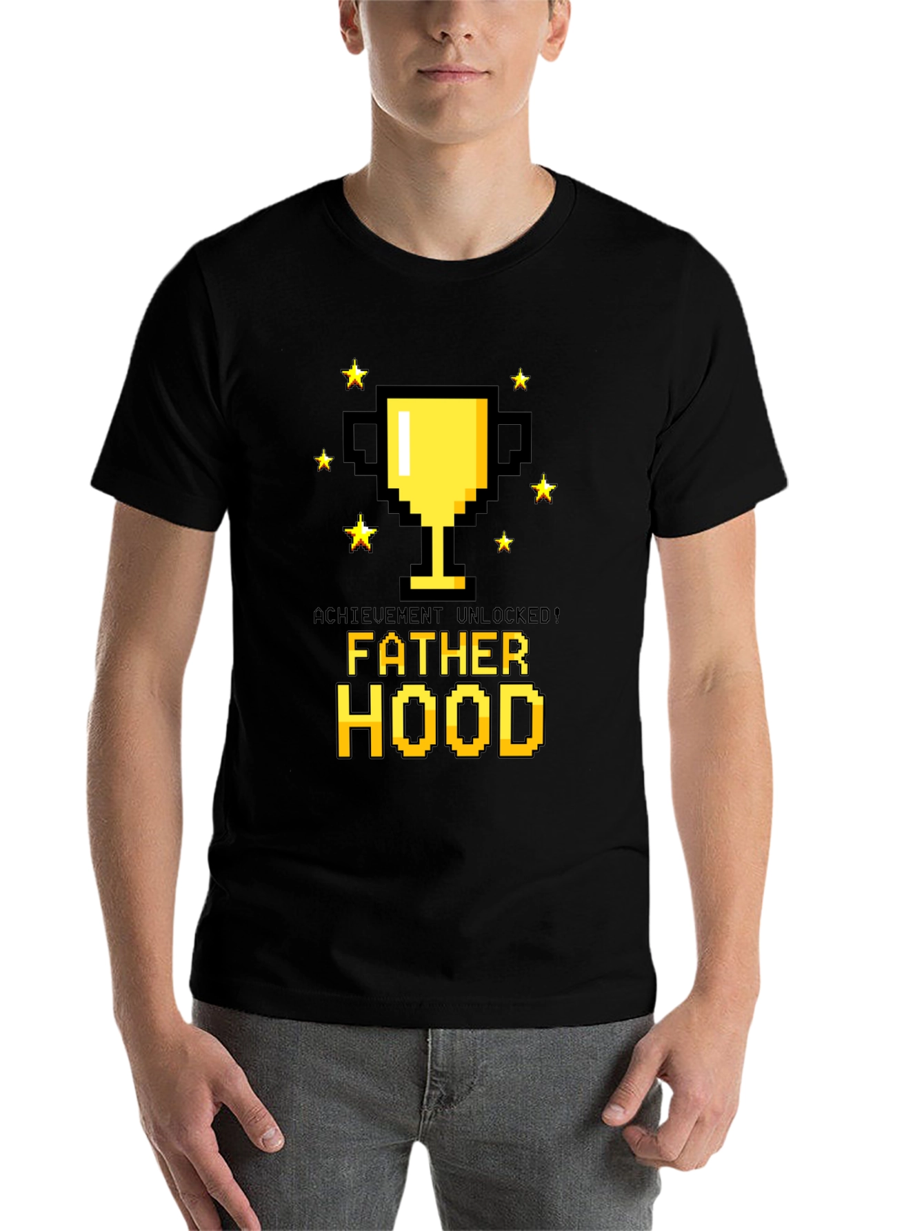 Black Achievement Unlocked Fatherhood T-Shirt view 7