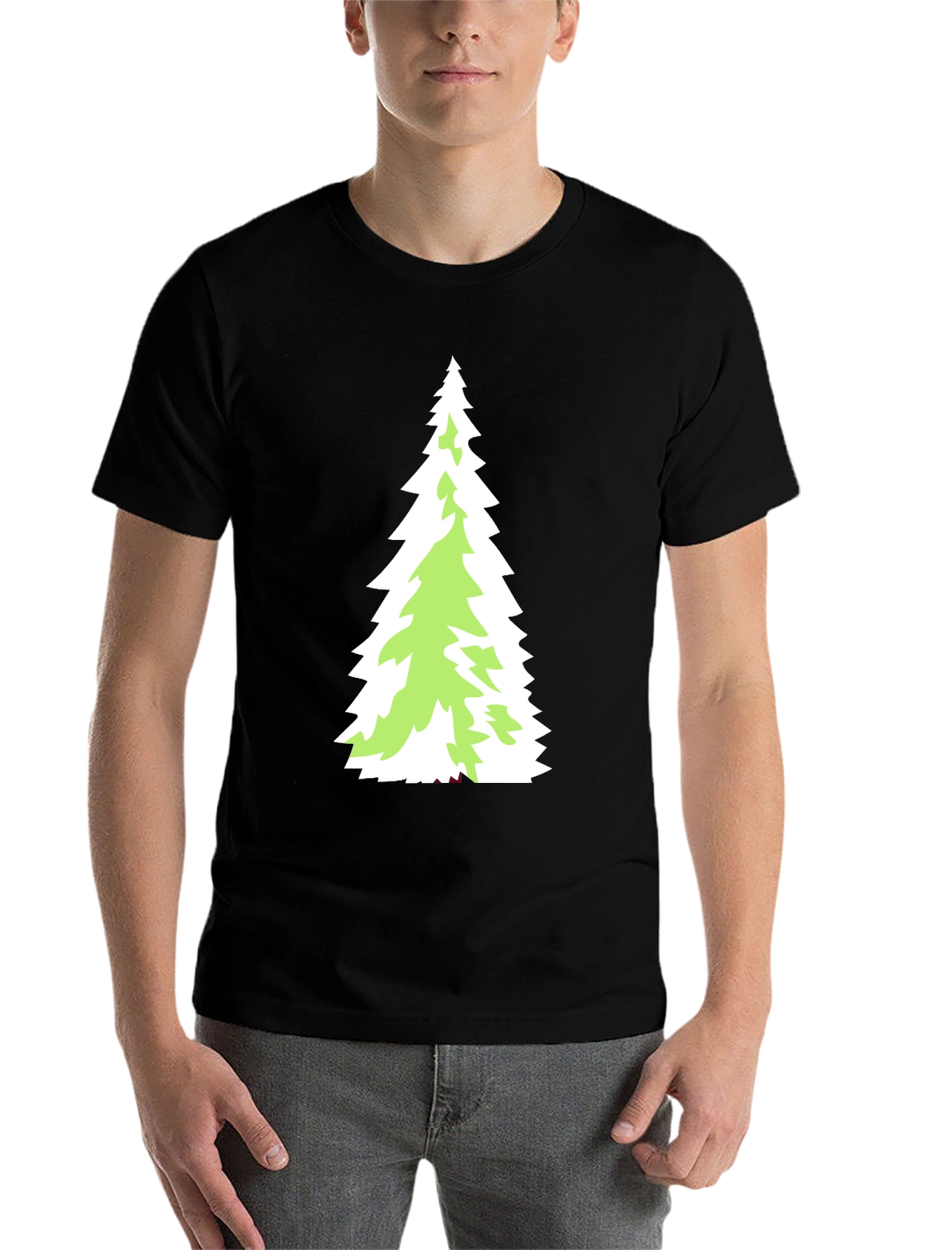 Black Festive Christmas Tree Graphic Tee - Holiday Style view 7