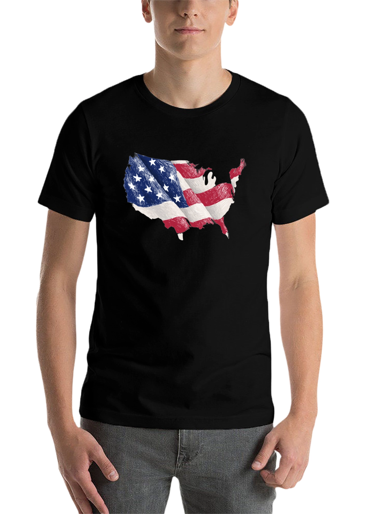 USA Flag Map Graphic T-Shirt - 7