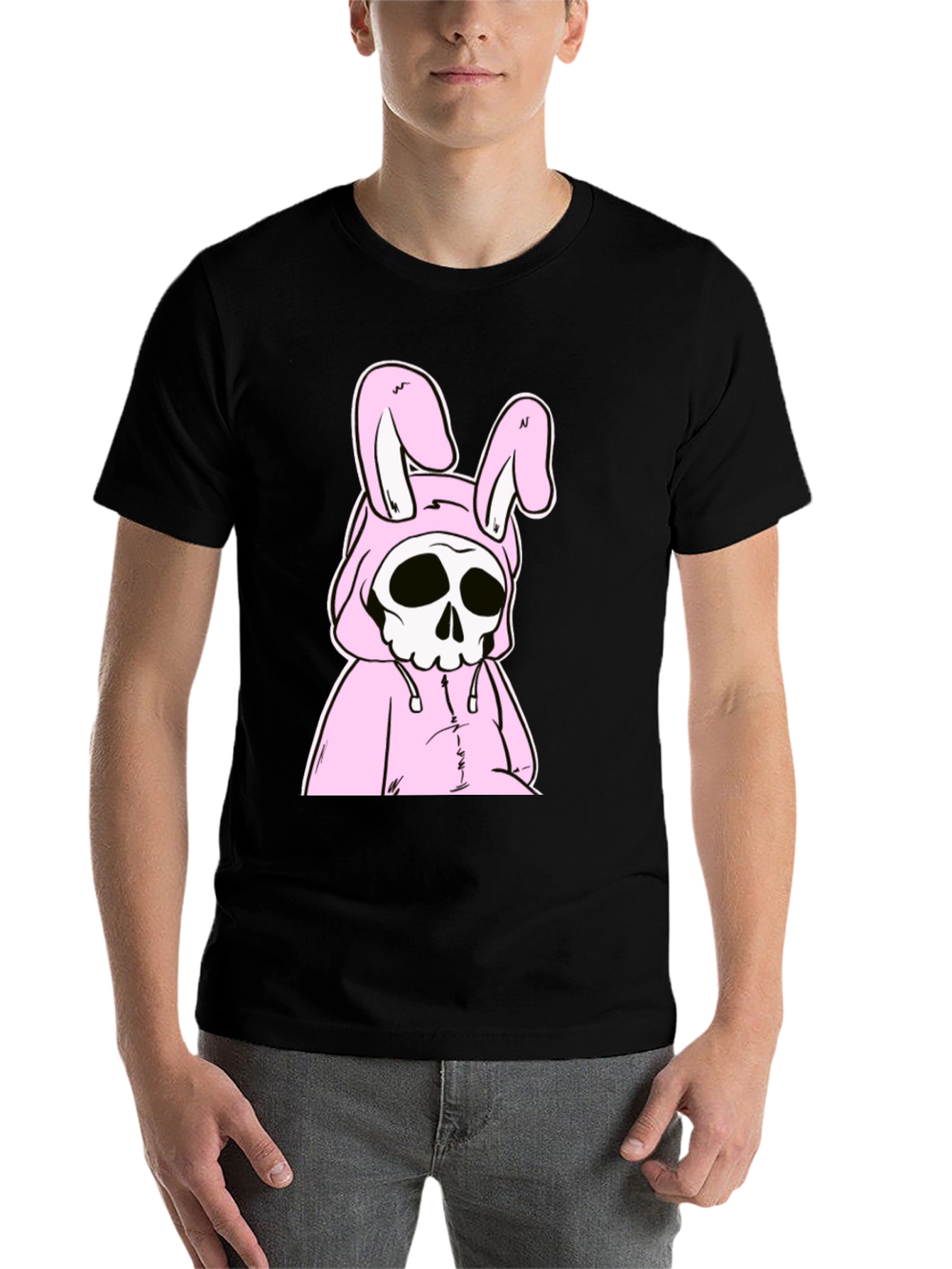 Black Grim Reaper Bunny Graphic T-Shirt view 7