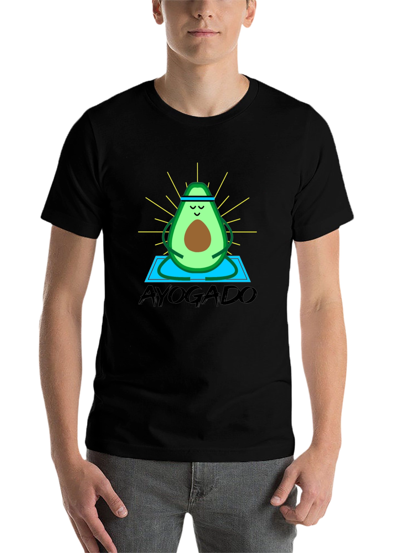 Black Ayogado Yoga Avocado Graphic T-Shirt view 7