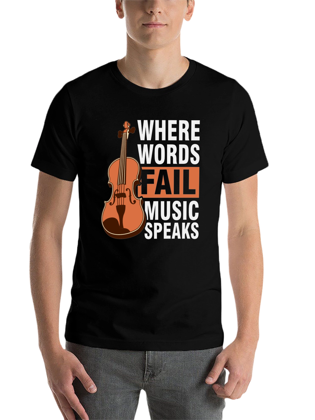 Black Music Speaks T-Shirt - Violin Graphic Tee view 7