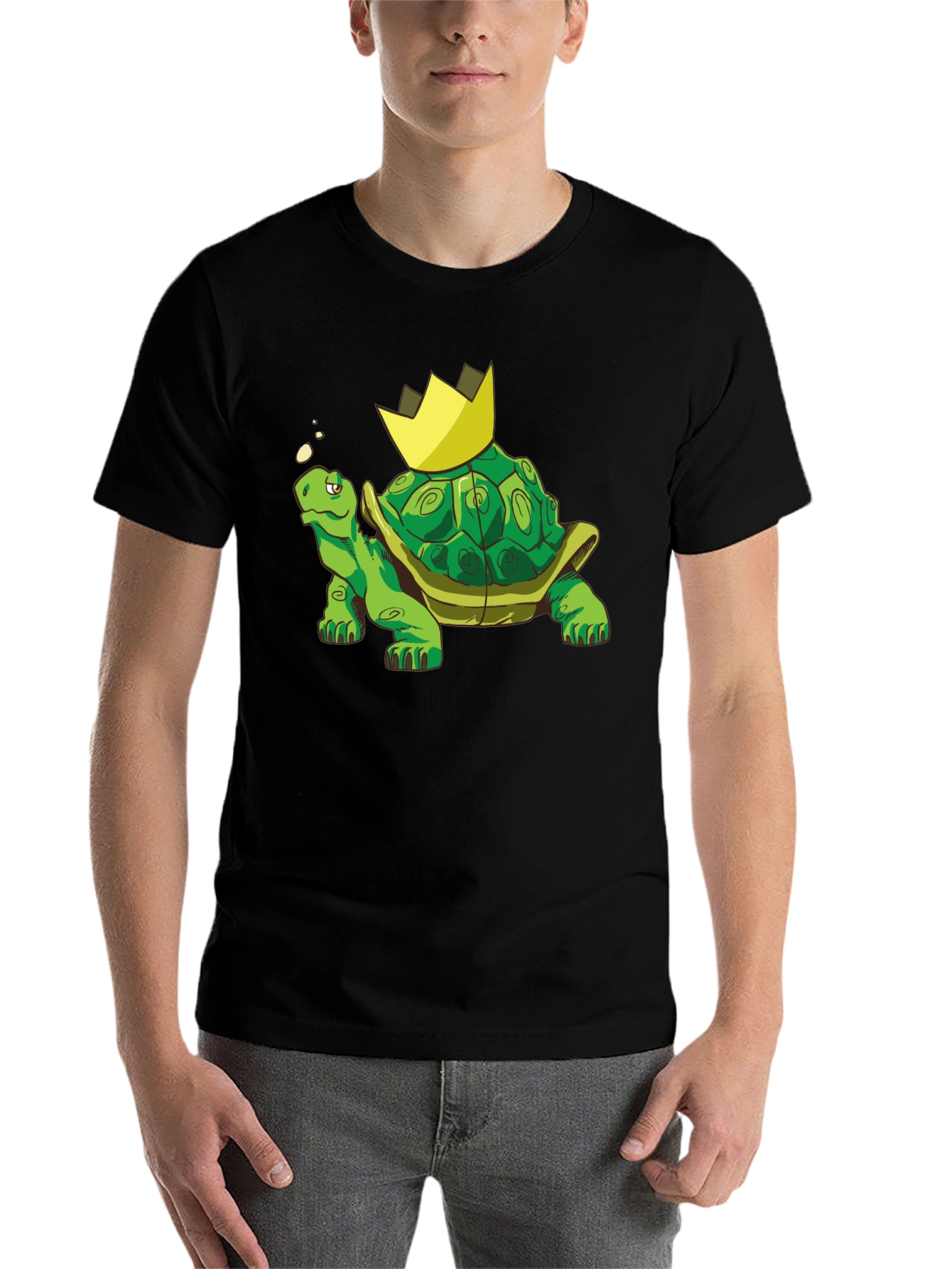 Black King Turtle T-Shirt - Cartoon Graphic Tee view 7