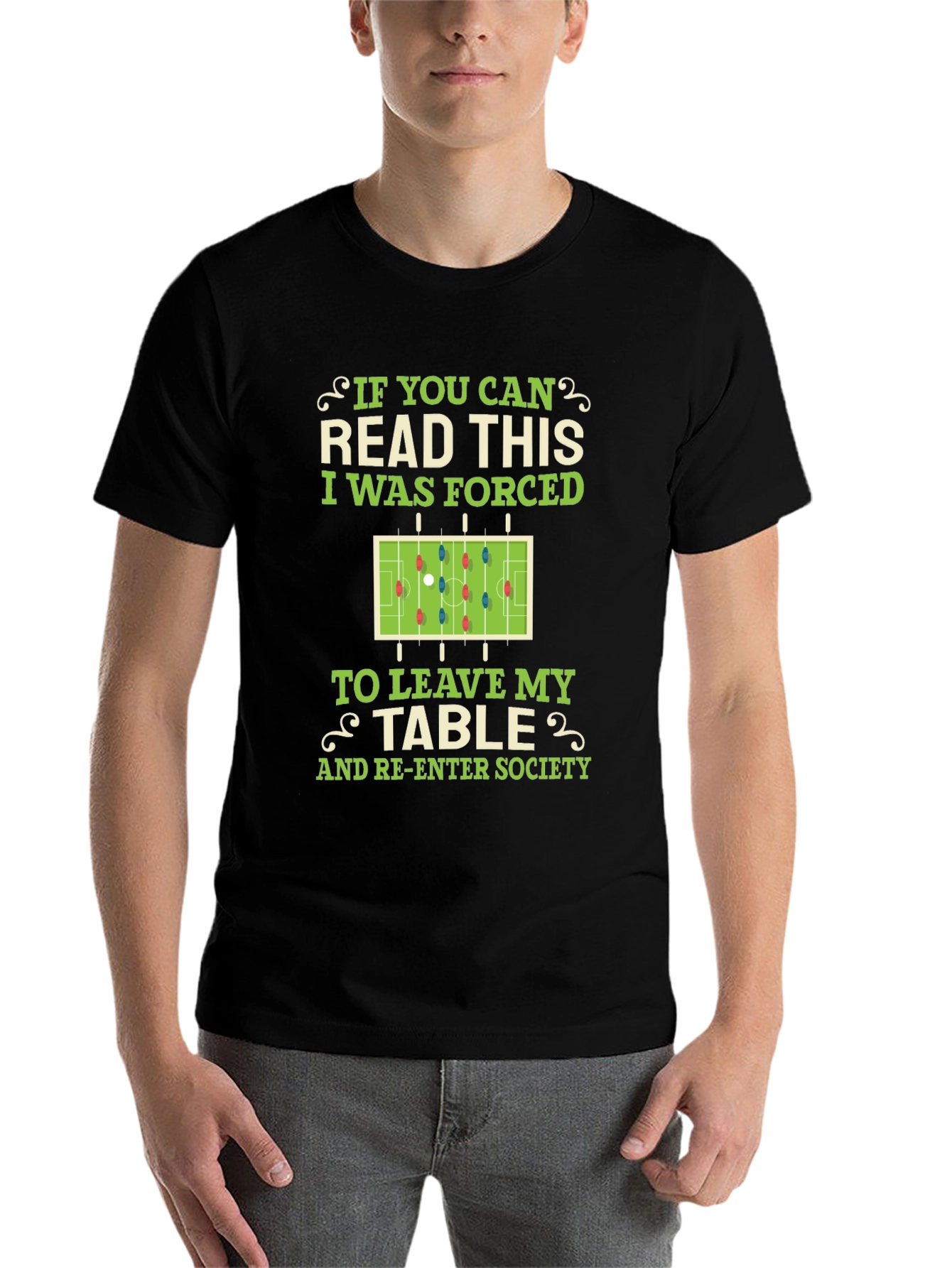 Black Funny Foosball Table Player T-Shirt view 7