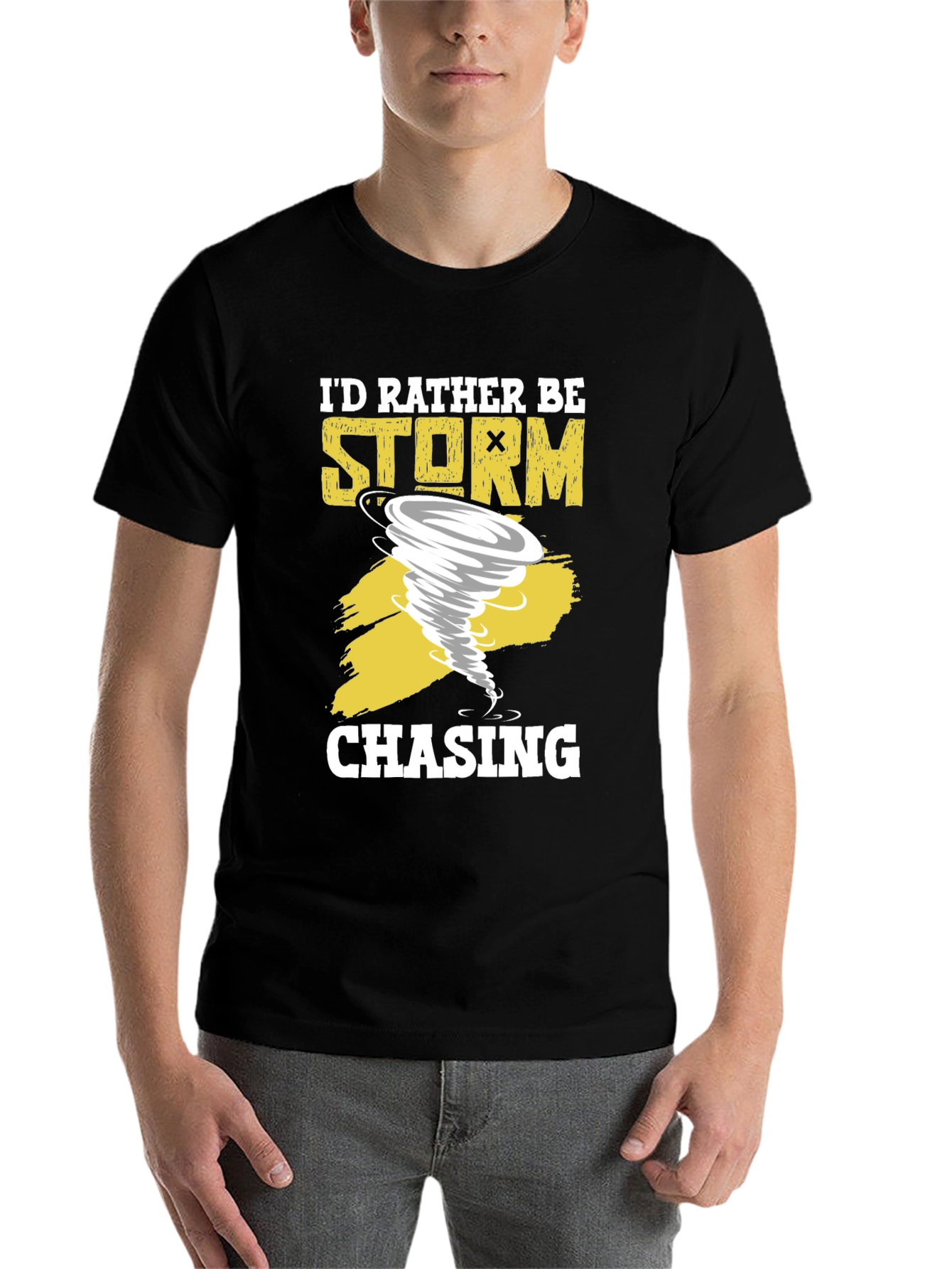 Black Storm Chaser T-Shirt - Tornado Graphic Novelty Tee view 7